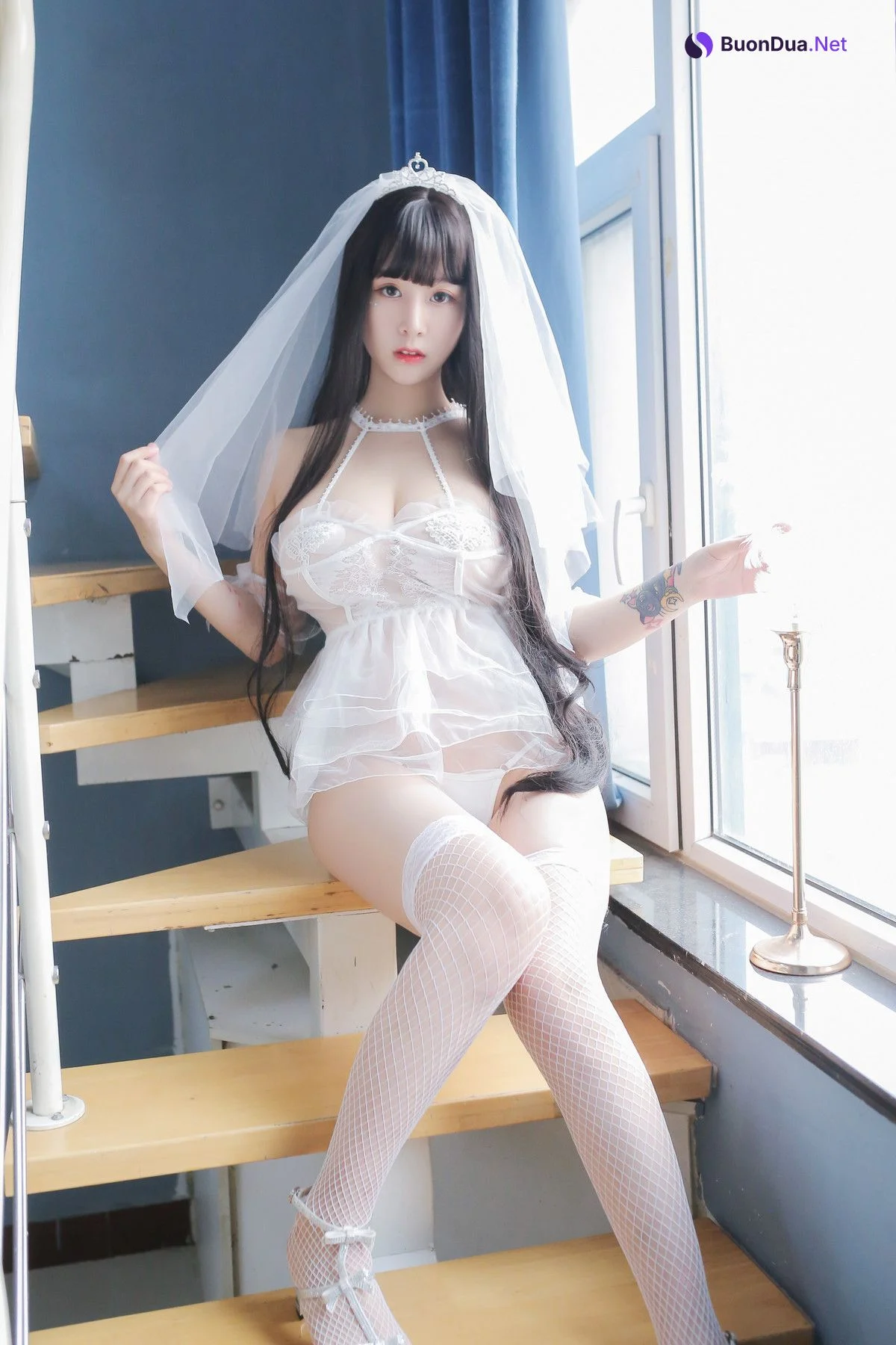 Cosplay 猫九酱Sakura 长发婚纱 Set.02 - 写真 16