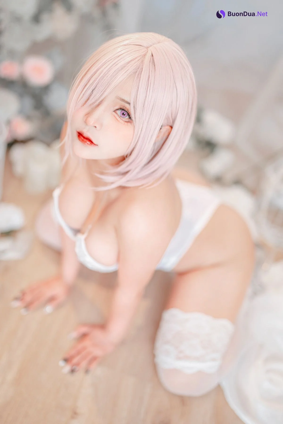 Cosplay SayoMomo小桃 Mashu White Lingerie Body Oi - Photo 10