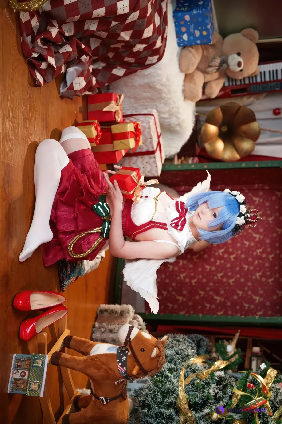 Cosplay Seele麦麦 – 蕾姆 圣诞物语 - Photo 10