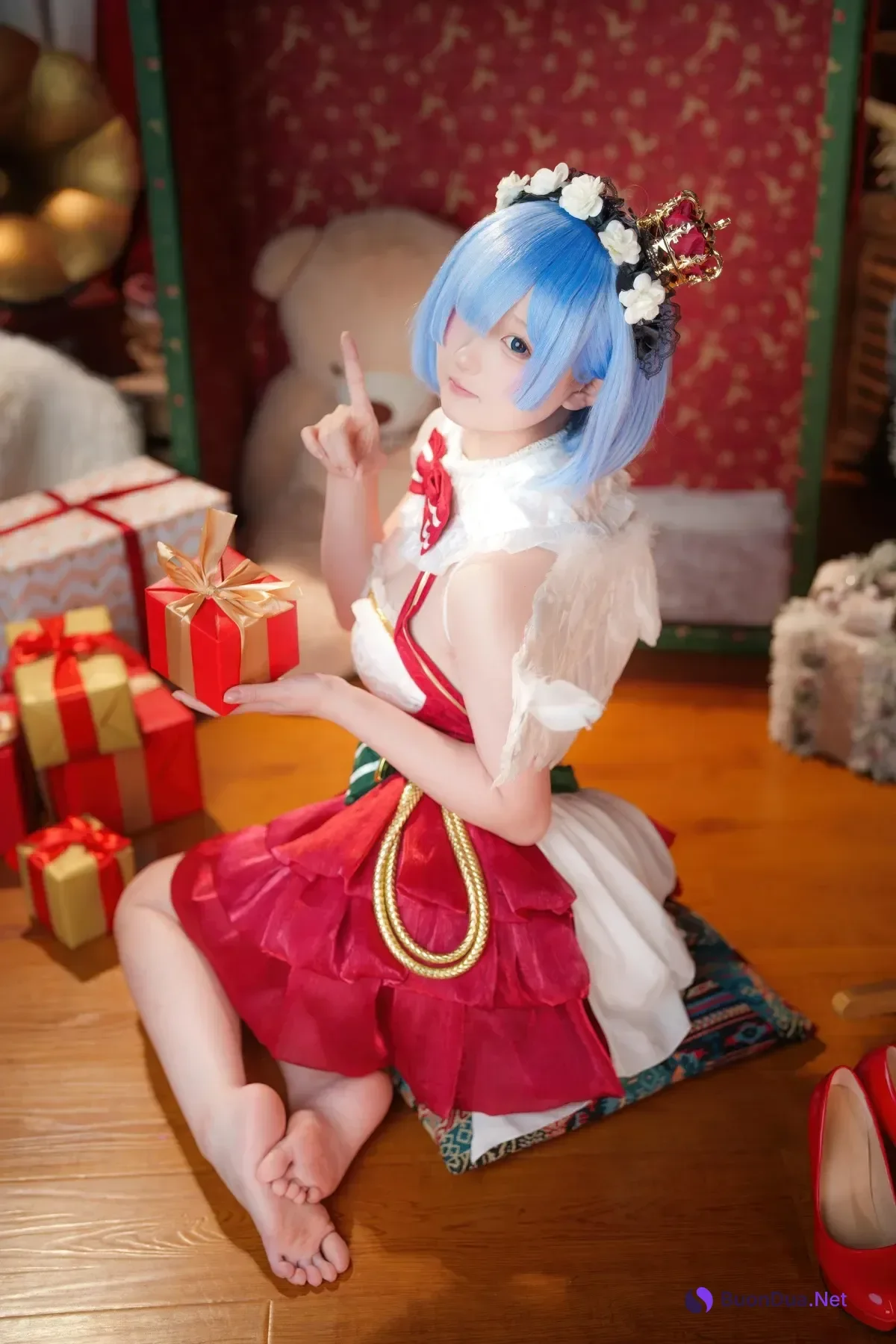 Cosplay Seele麦麦 – 蕾姆 圣诞物语 - Photo 14