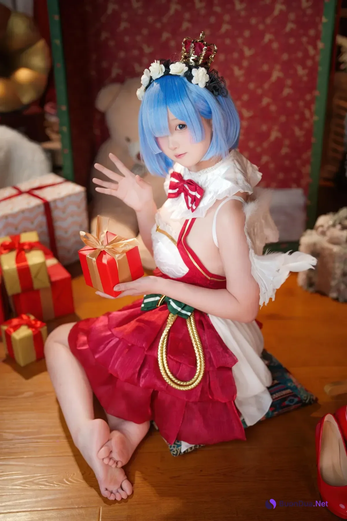Cosplay Seele麦麦 – 蕾姆 圣诞物语 - Photo 15