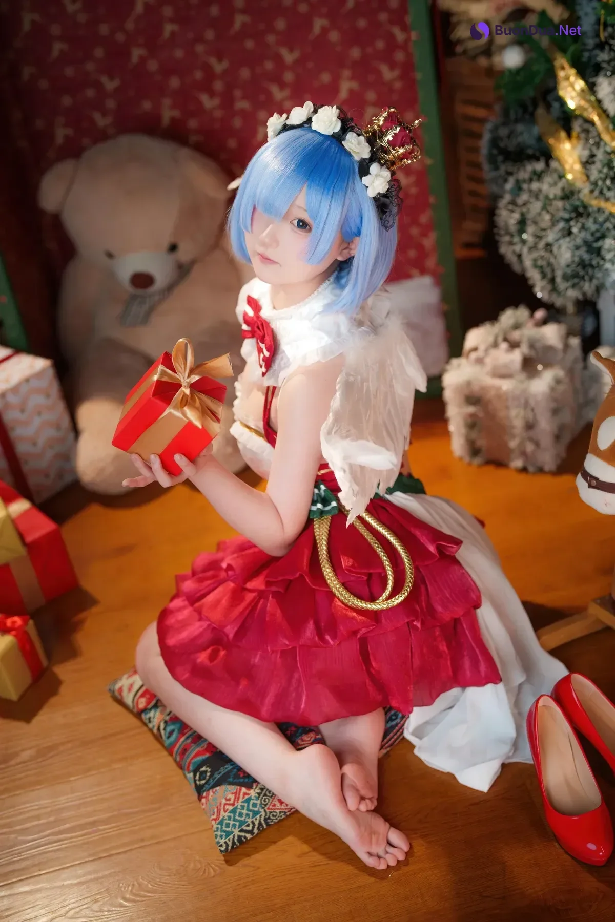 Cosplay Seele麦麦 – 蕾姆 圣诞物语 - Photo 16