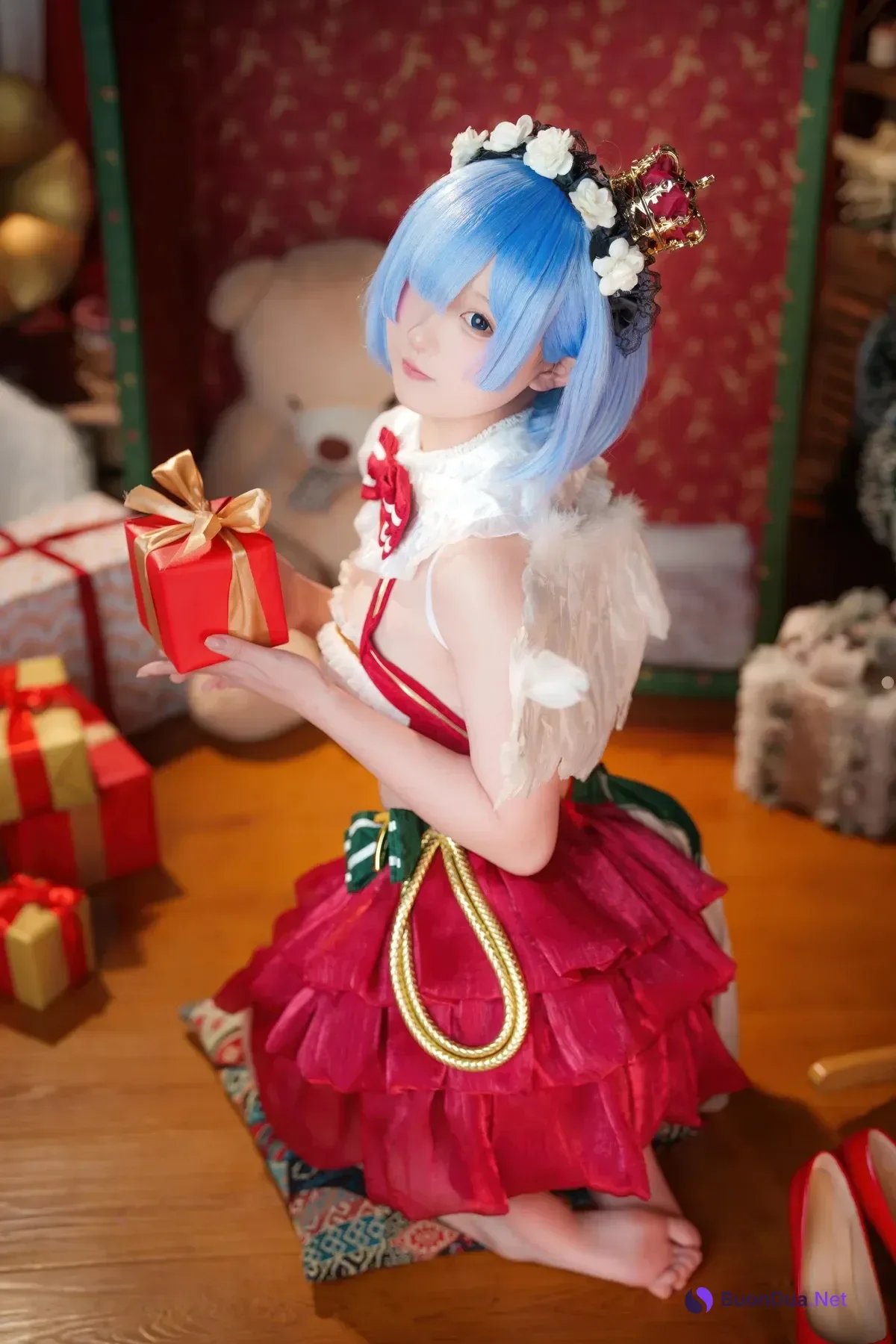 Cosplay Seele麦麦 – 蕾姆 圣诞物语 - Photo 19