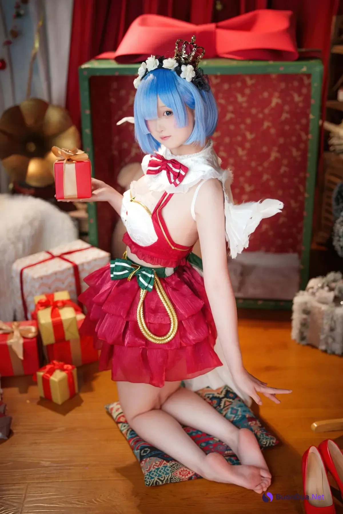 Cosplay Seele麦麦 – 蕾姆 圣诞物语 - Photo 20