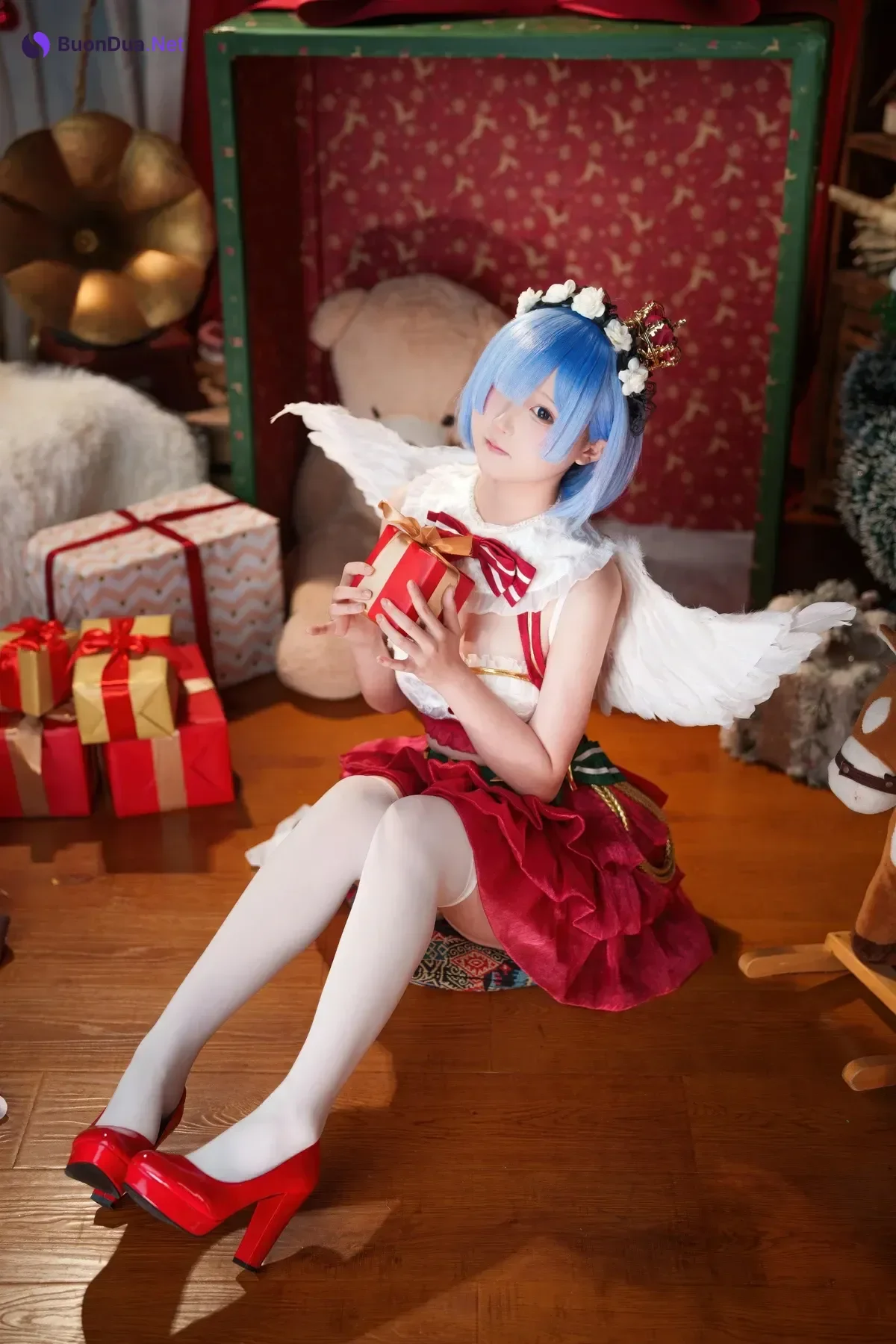 Cosplay Seele麦麦 – 蕾姆 圣诞物语 - Photo 6