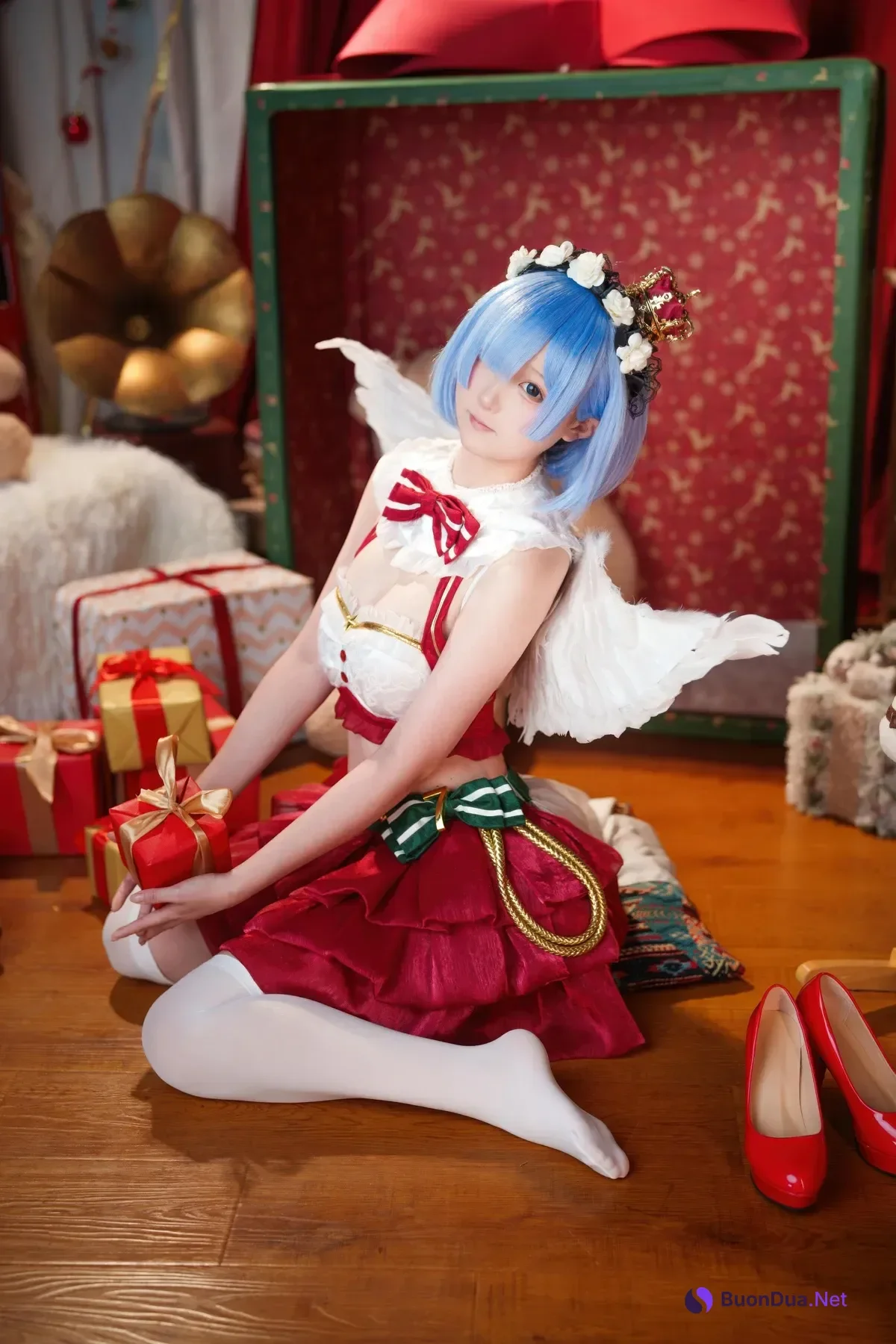 Cosplay Seele麦麦 – 蕾姆 圣诞物语 - Photo 8