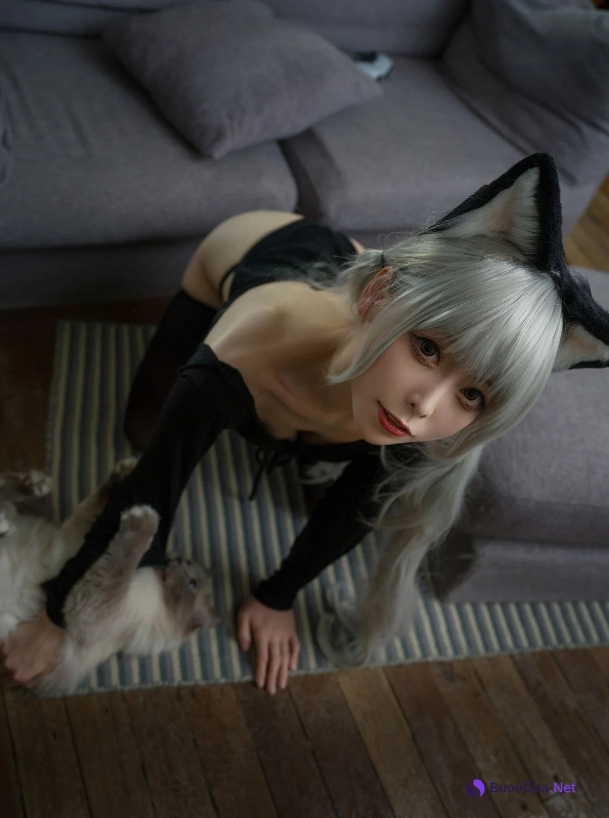 Cosplay 樱岛嗷一 黑猫针织衫连体衣 Set.01 - Photo 9