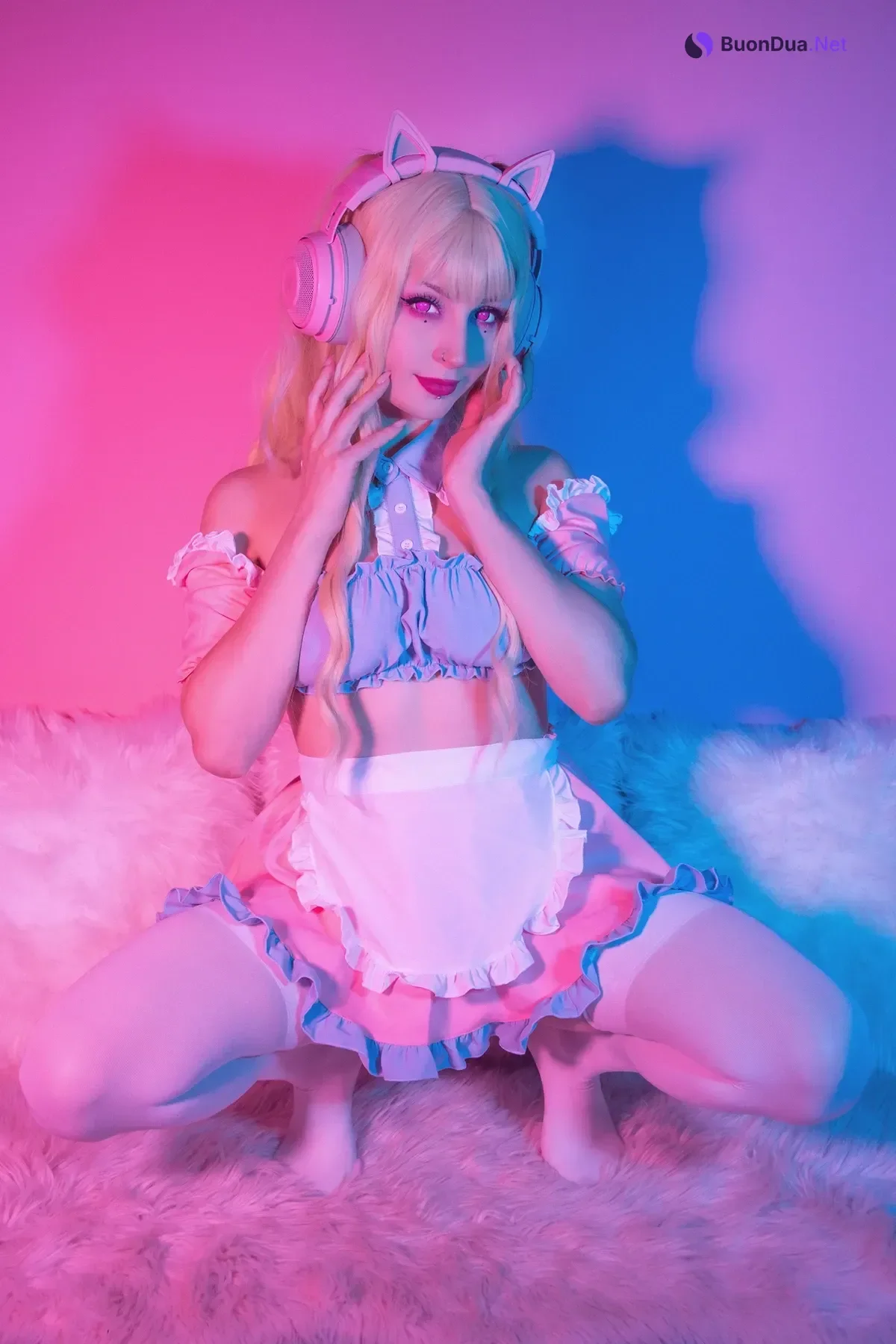 Cosplay Shiro Kitsune – 粉红女佣 Pink Maid - Photo 2