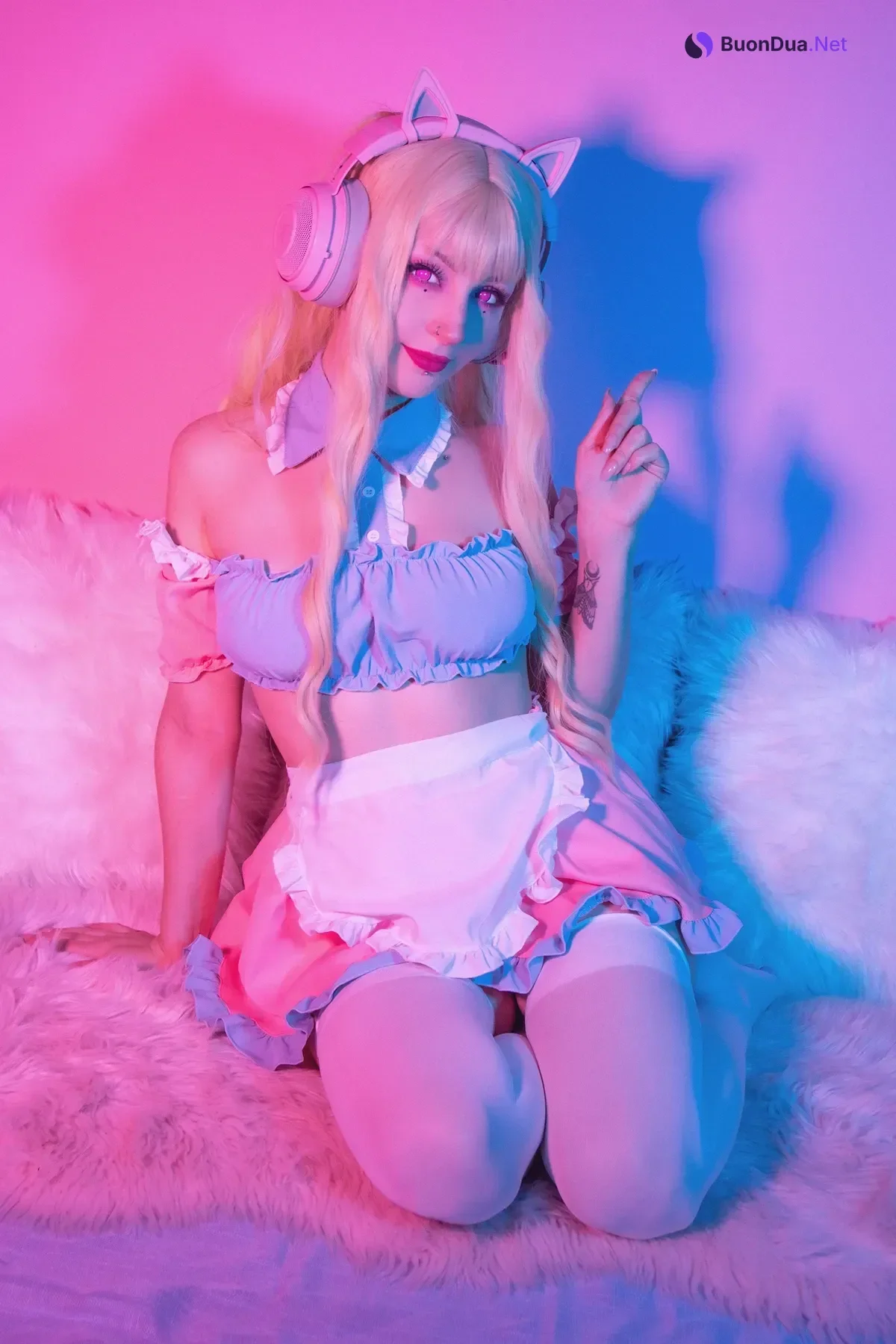 Cosplay Shiro Kitsune – 粉红女佣 Pink Maid - Photo 4