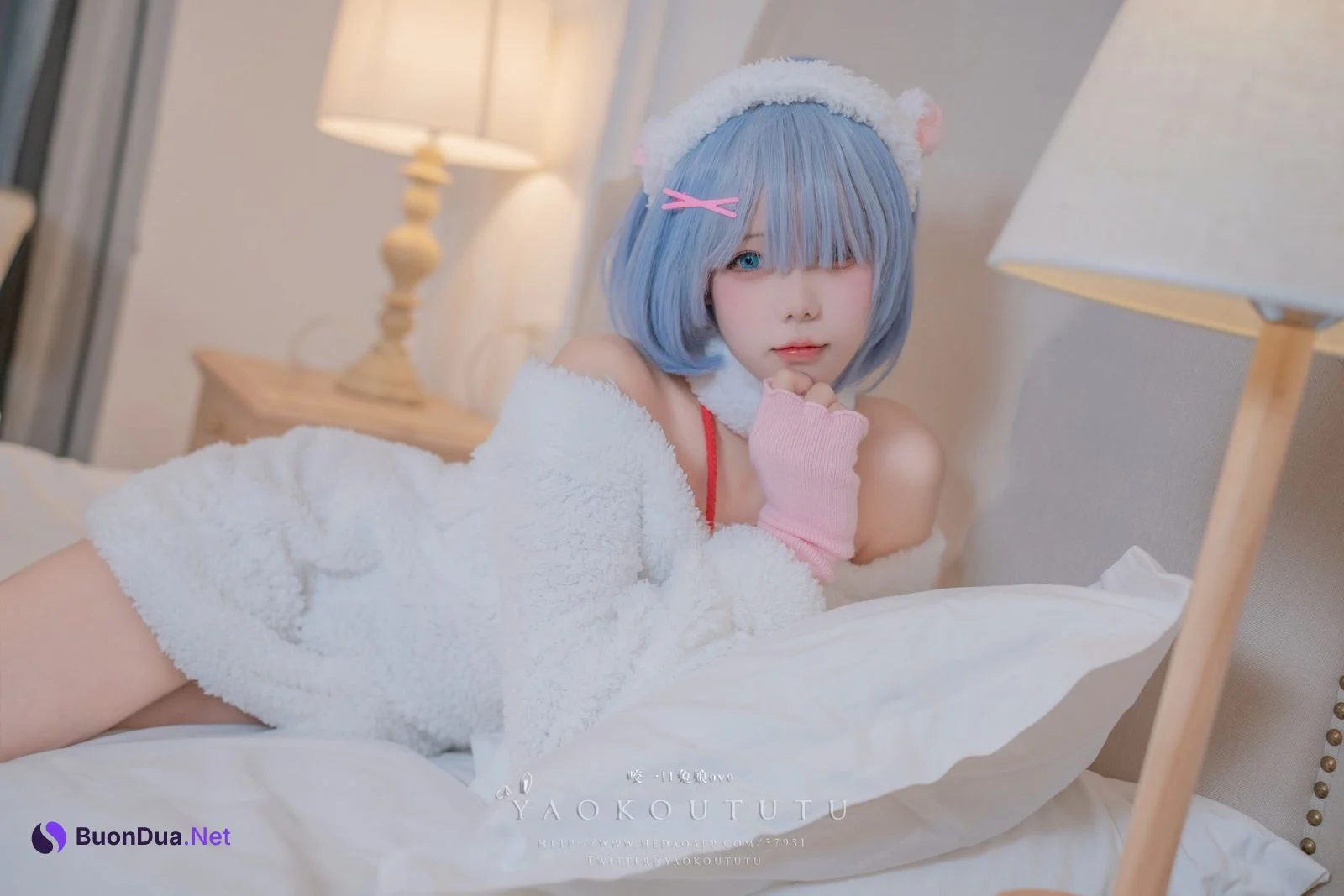 Cosplay 黏黏团子兔 T3特典 蕾姆咩咩 - Photo 4