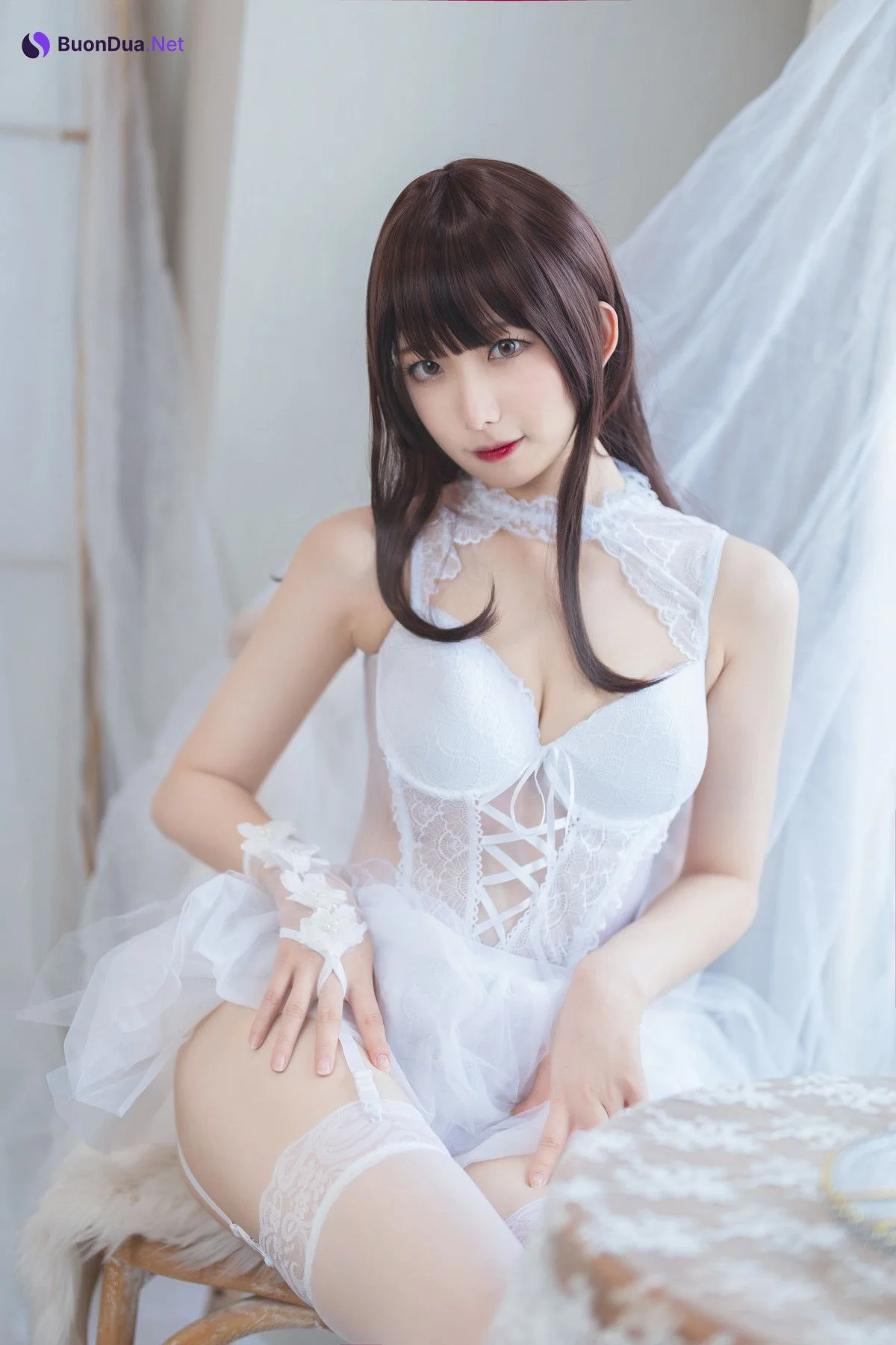 Cosplay 封疆疆v 白色纱裙 - Photo 15