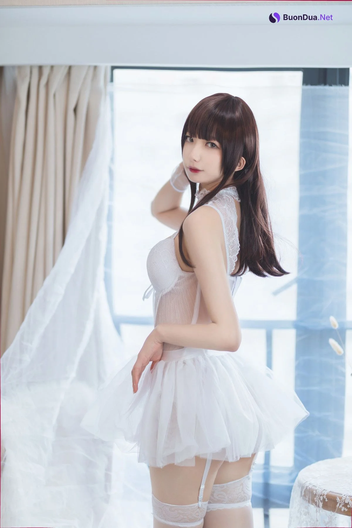 Cosplay 封疆疆v 白色纱裙 - Photo 19