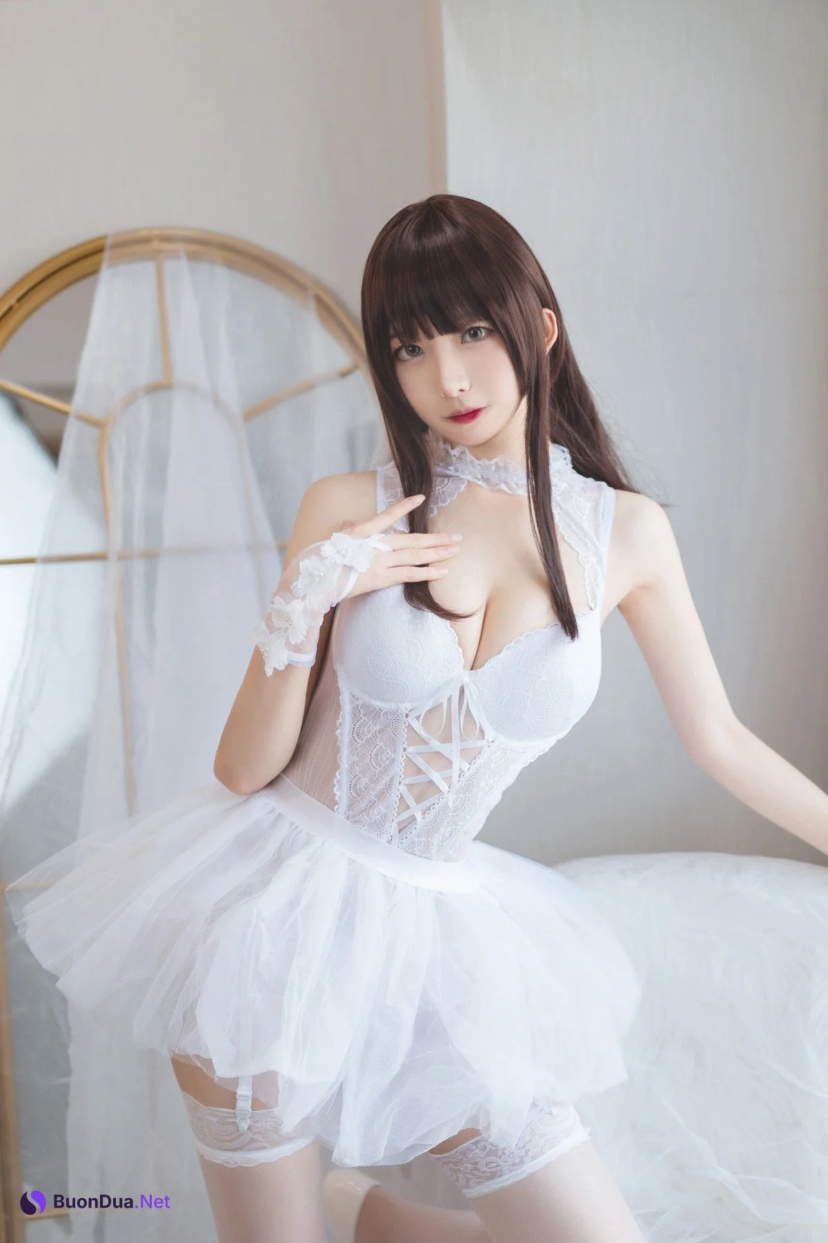 Cosplay 封疆疆v 白色纱裙 - Photo 2