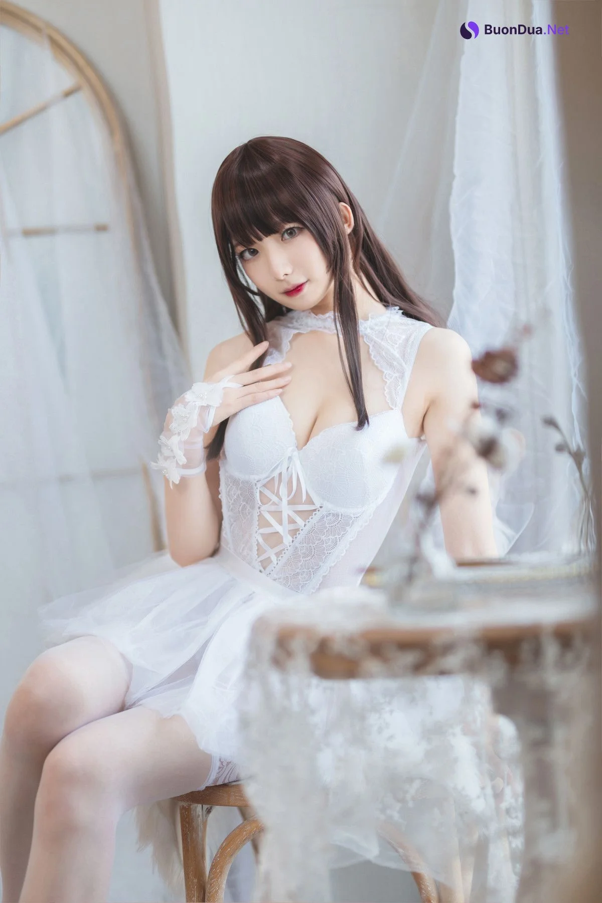 Cosplay 封疆疆v 白色纱裙 - Photo 3