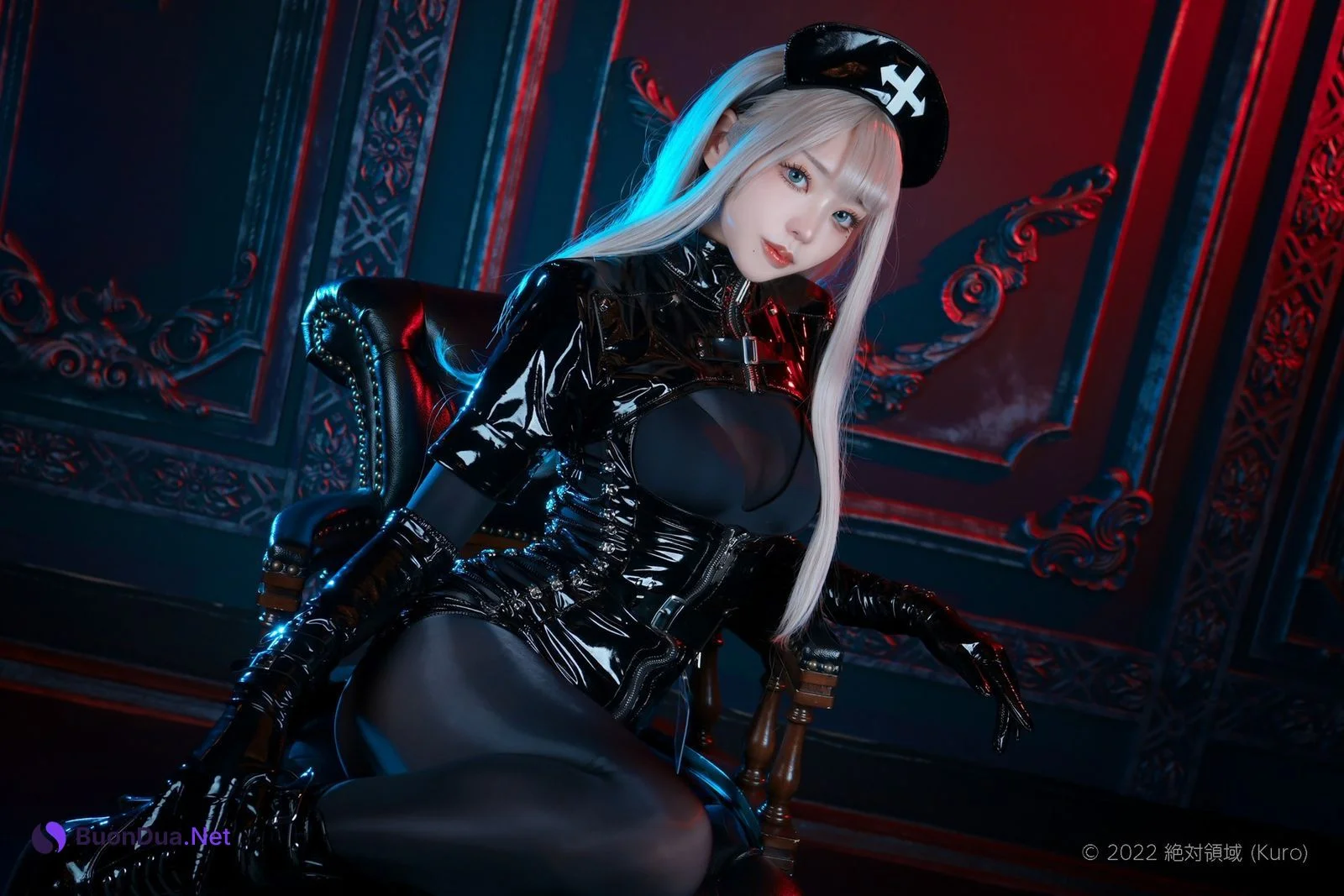 Cosplay ZettaiRyouiki Kuro くろ Black Enamel Nurse Set.01 - 사진 6