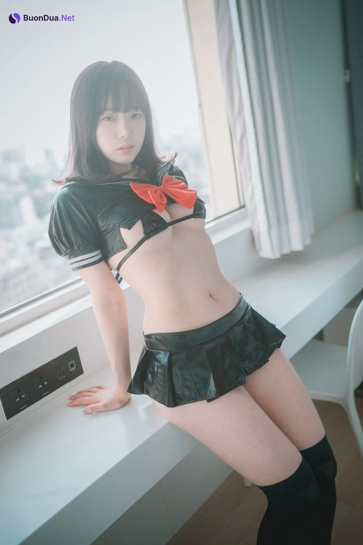 DJAWA Photo – Pia (피아) – Leather Black Schoolgirl - Photo 11