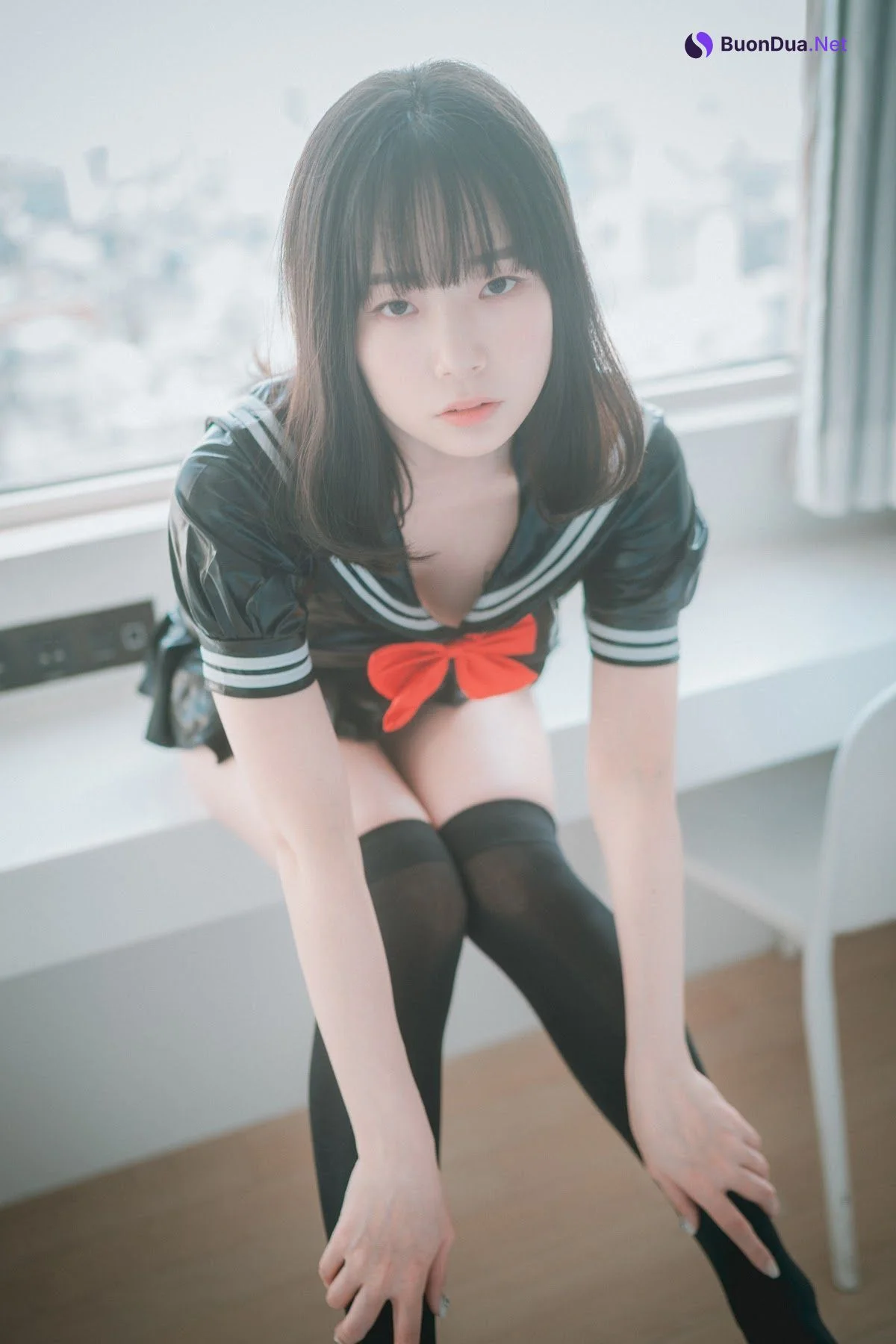 DJAWA Photo – Pia (피아) – Leather Black Schoolgirl - Photo 13