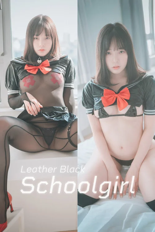 DJAWA Photo – Pia (피아) – Leather Black Schoolgirl
