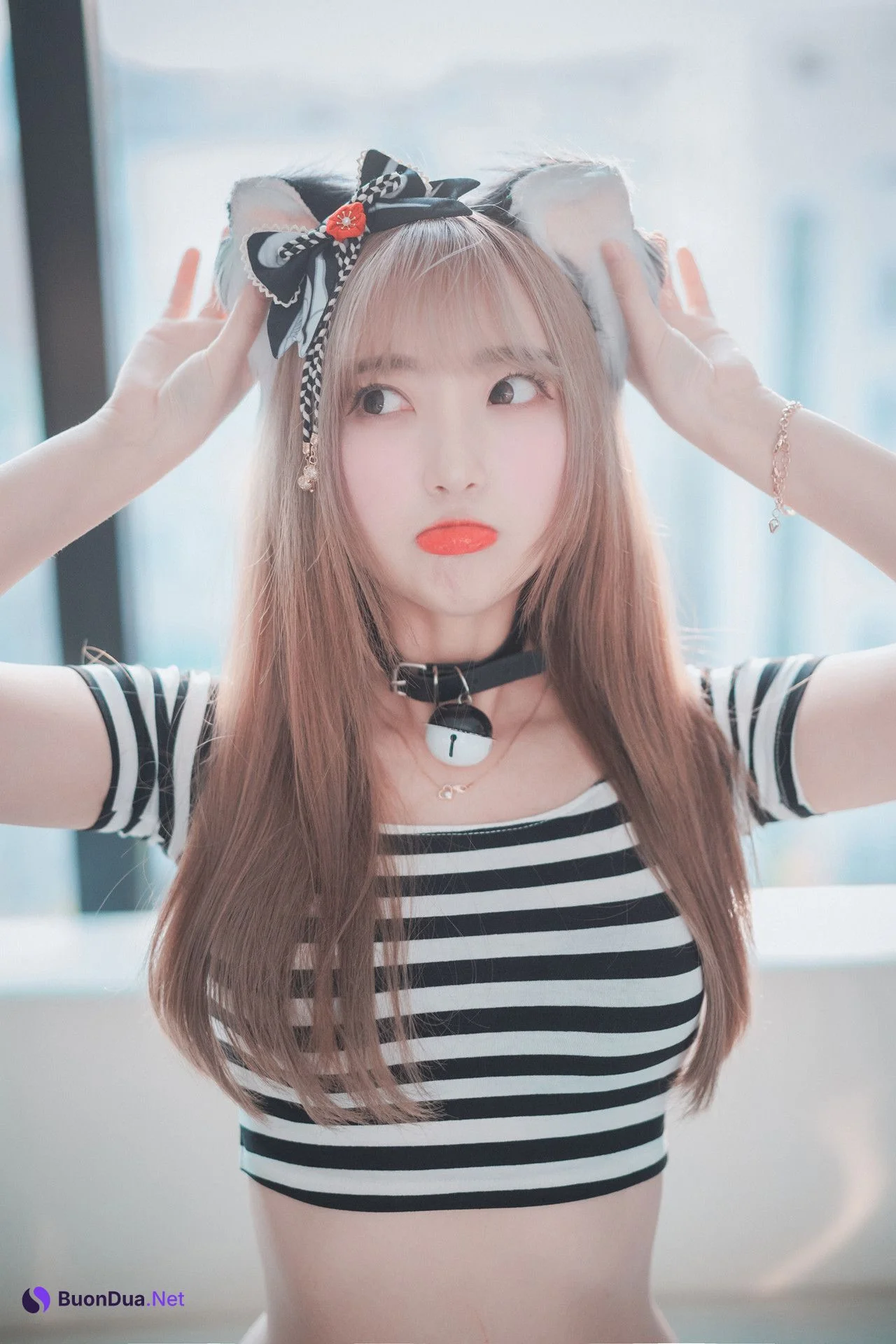 HaNari 하나리, DJAWA ‘Catgirl in Stripes’ Set.01 - Photo 4