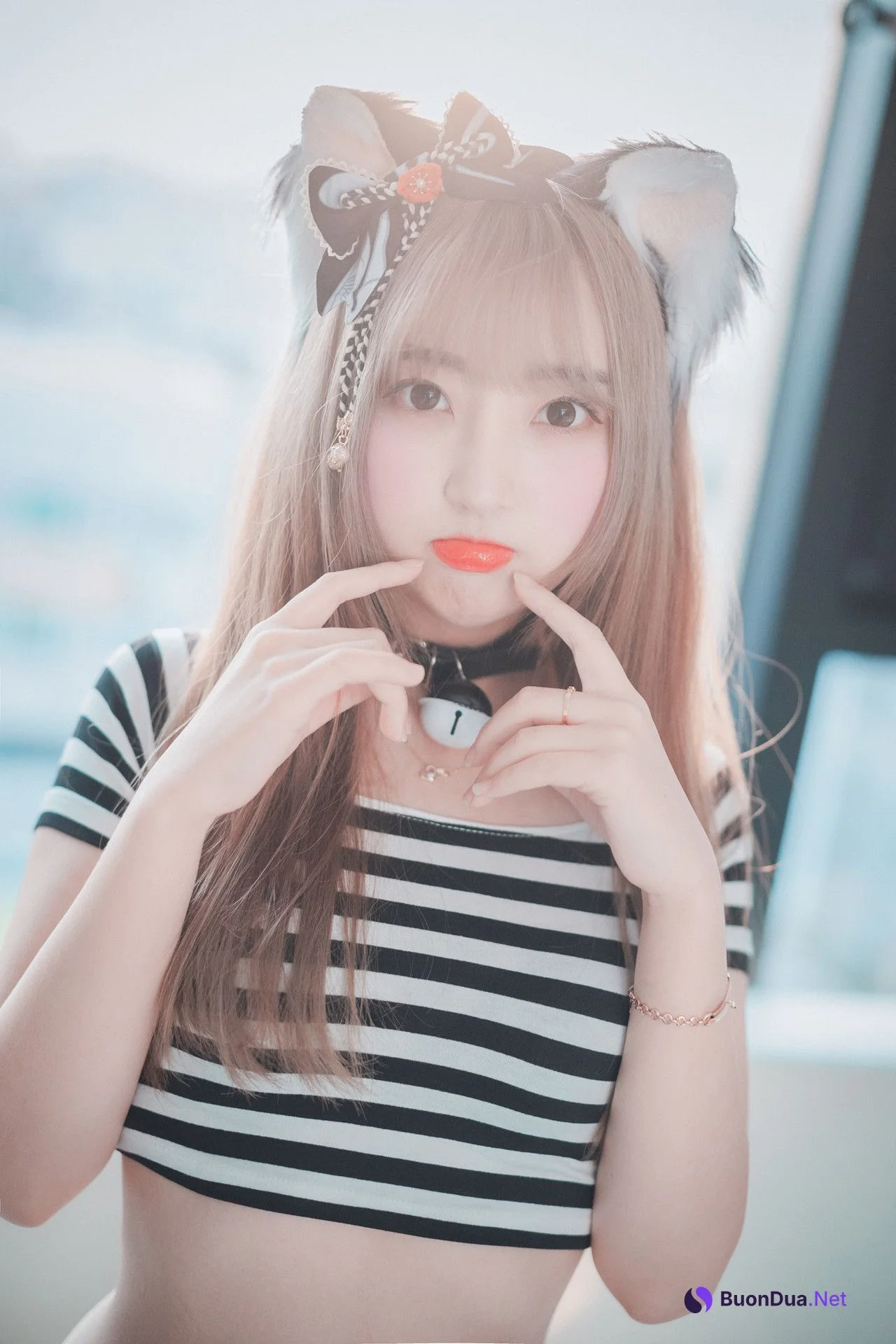 HaNari 하나리, DJAWA ‘Catgirl in Stripes’ Set.01 - Photo 5