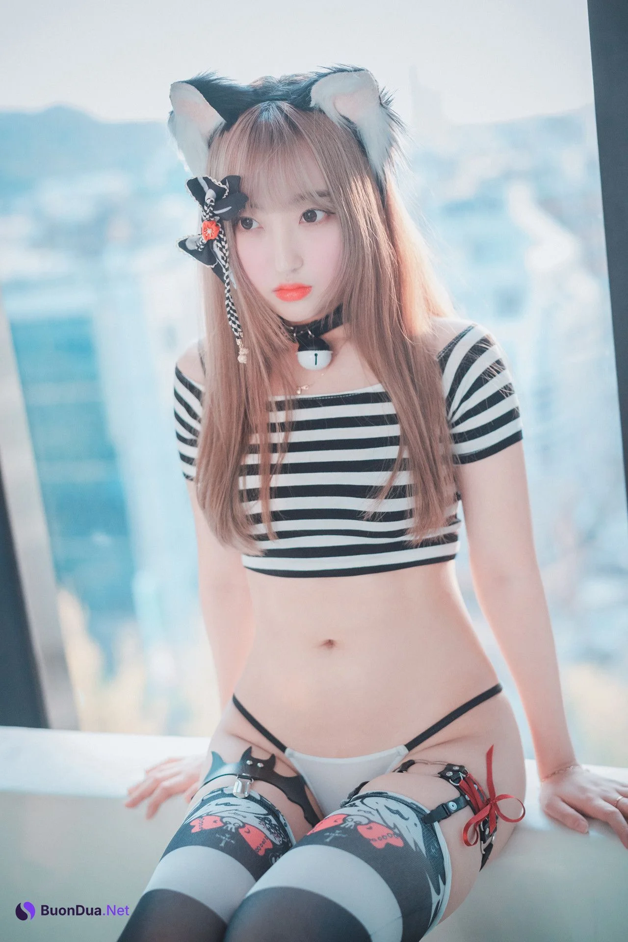 HaNari 하나리, DJAWA ‘Catgirl in Stripes’ Set.02 - Photo 14
