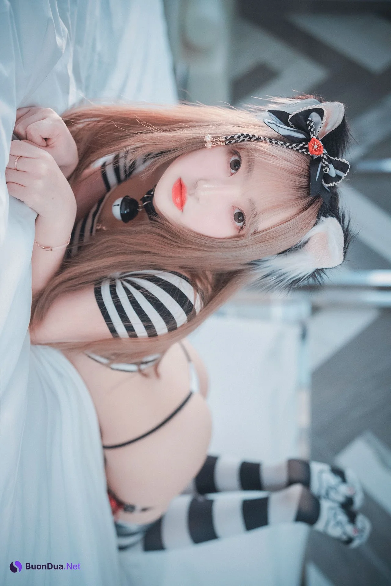 HaNari 하나리, DJAWA ‘Catgirl in Stripes’ Set.03 - Photo 6