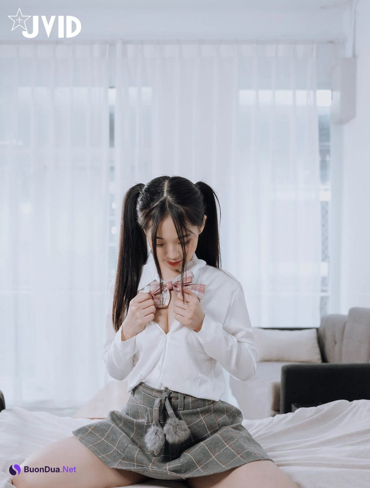 JVID精品 婕咪 雙馬尾女孩想在學長的胯下依偎，四点全露 No.01 - Photo 15