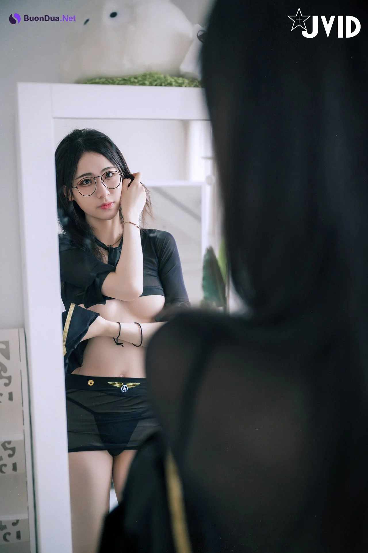 JVID精品 阿黎性感暗黑空姐，極透明空姐服令人血脈噴張 Set.01 - Photo 9