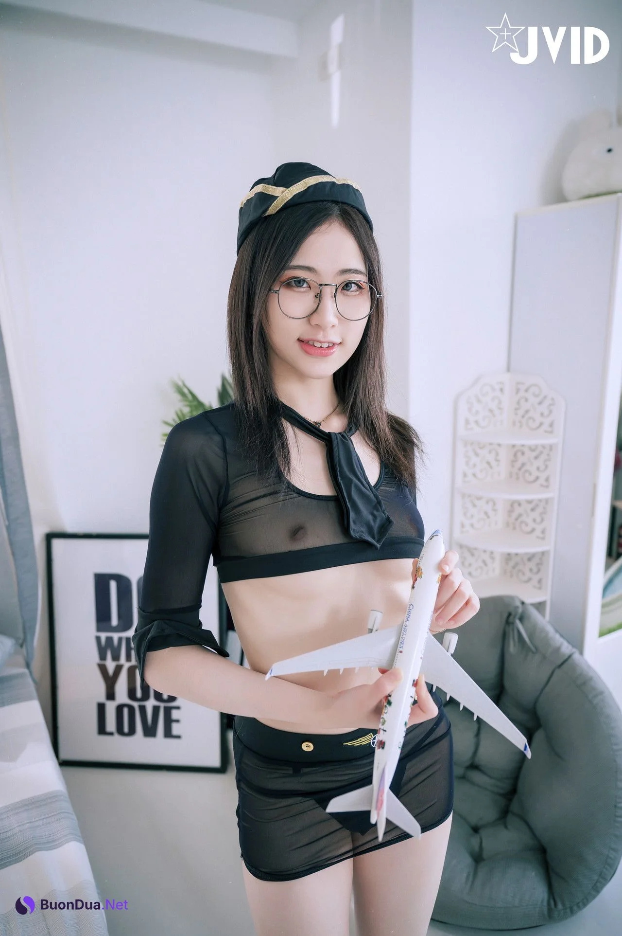 JVID精品 阿黎性感暗黑空姐，極透明空姐服令人血脈噴張 Set.01 - Photo 2