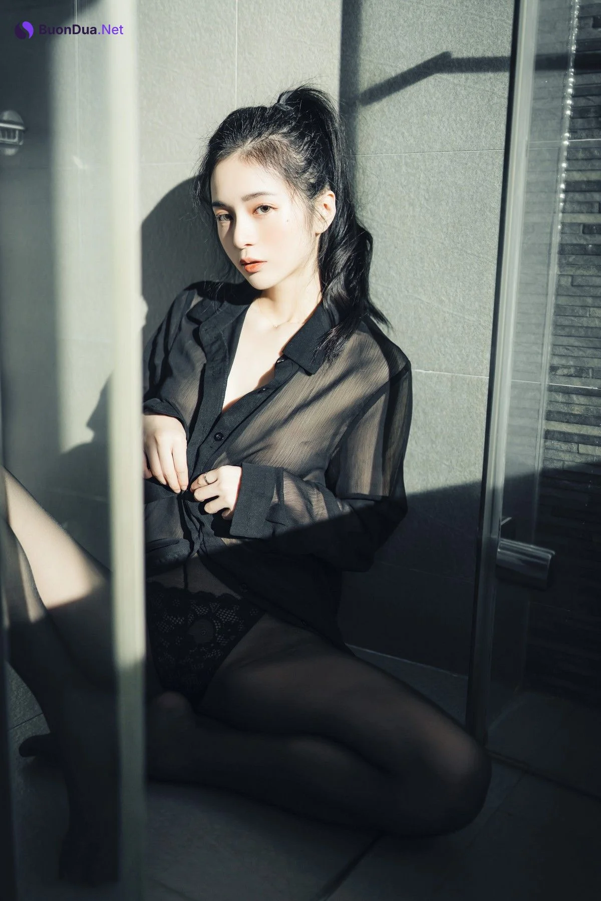 JVID精品 🔞仙仙辰 透明罩衫 透明駱駝蹄內褲 濕潤黑絲 我的女友 這次有點色😈有點甜 Set.02 - Photo 12