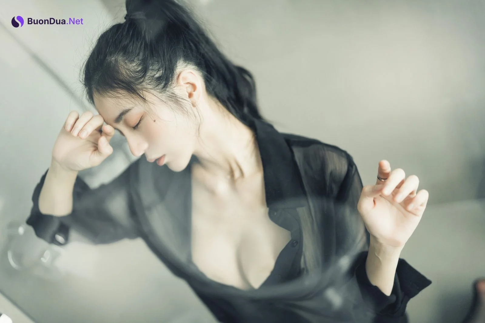 JVID精品 🔞仙仙辰 透明罩衫 透明駱駝蹄內褲 濕潤黑絲 我的女友 這次有點色😈有點甜 Set.02 - Photo 15