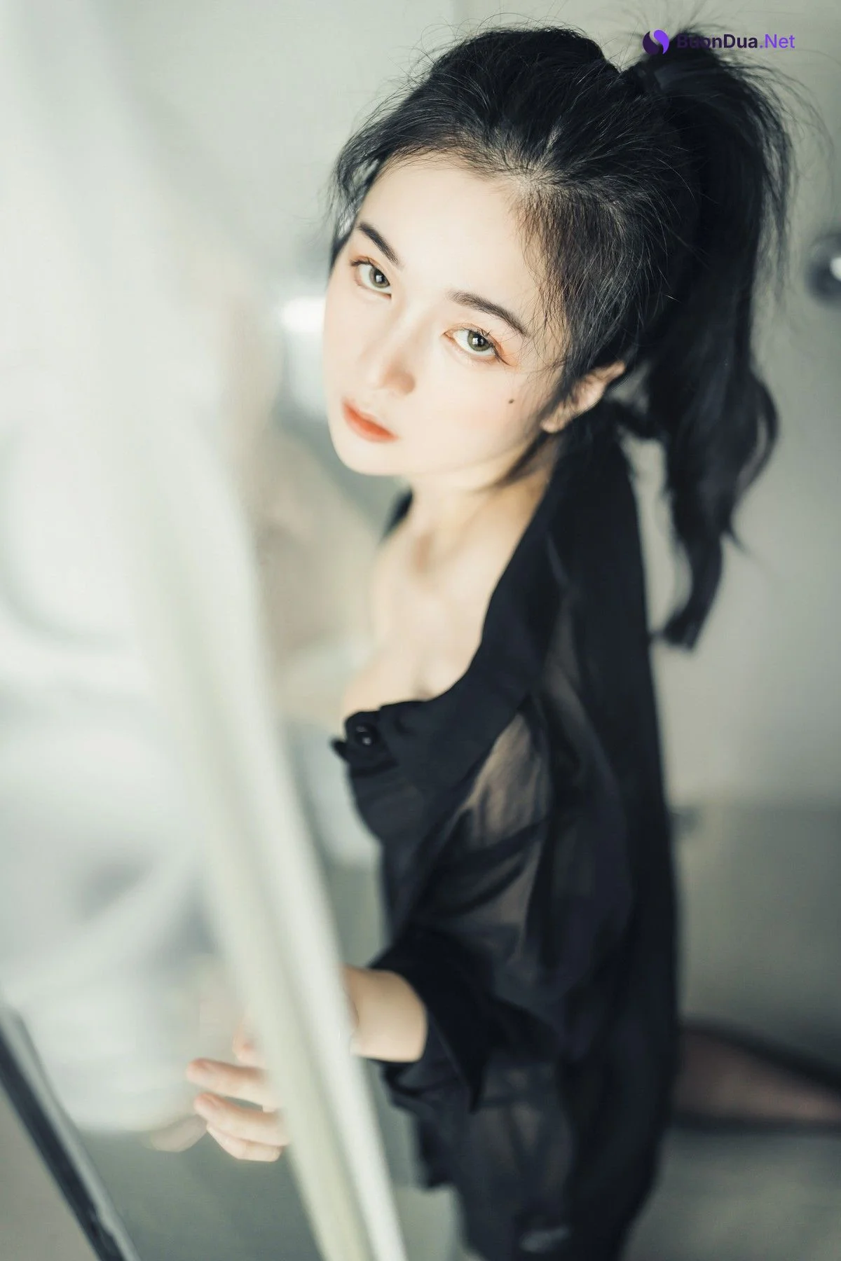 JVID精品 🔞仙仙辰 透明罩衫 透明駱駝蹄內褲 濕潤黑絲 我的女友 這次有點色😈有點甜 Set.02 - Photo 16