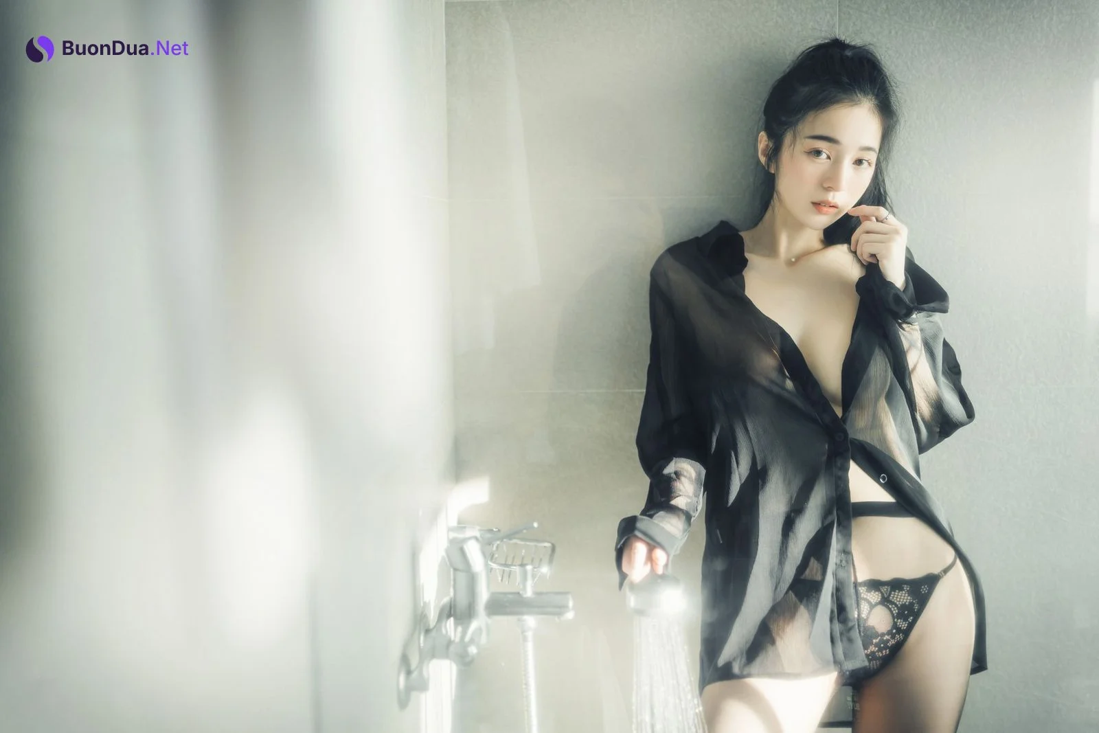 JVID精品 🔞仙仙辰 透明罩衫 透明駱駝蹄內褲 濕潤黑絲 我的女友 這次有點色😈有點甜 Set.02 - Photo 20