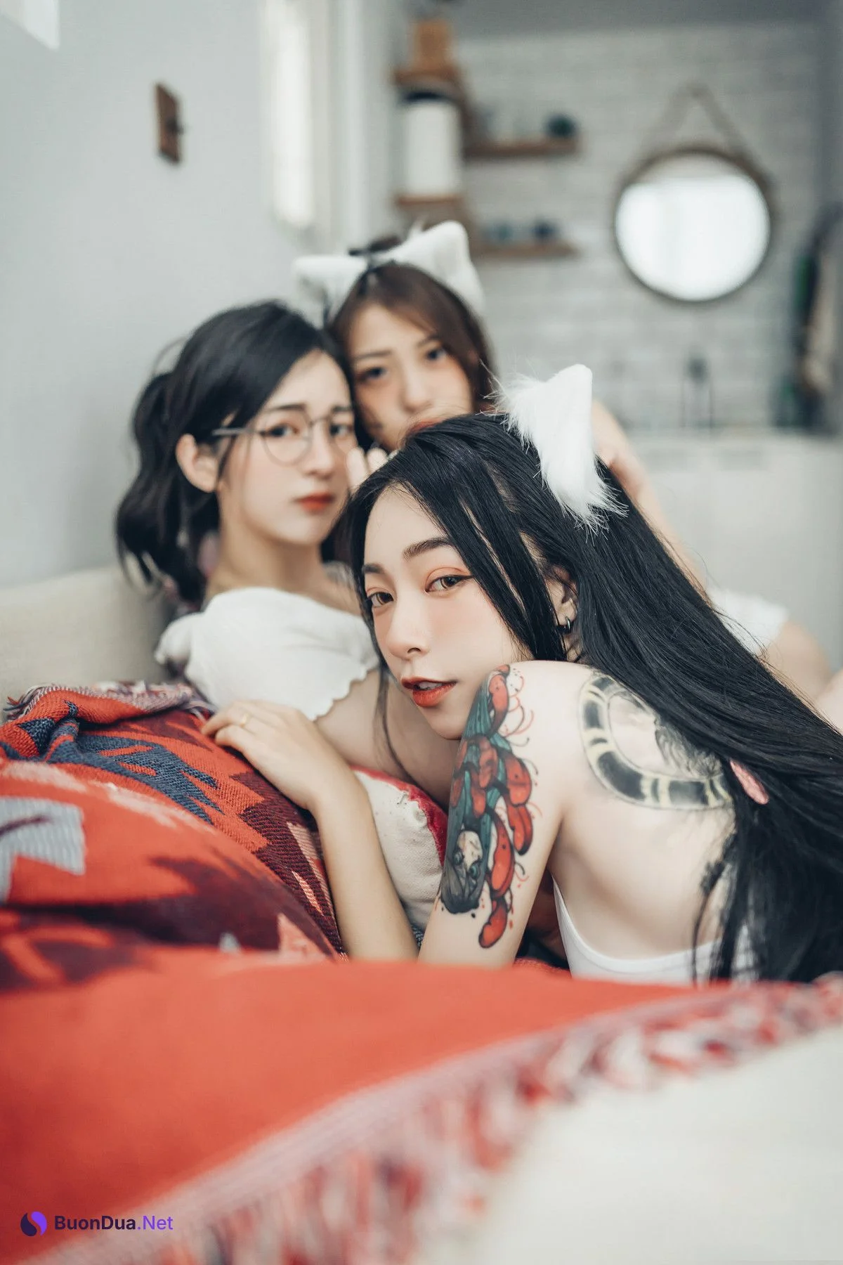 JVID精品 三位女神全裸合體🔞 宅女辰辰與她的兩隻貓咪飄飄 妍妍的性生活❤️ Vol.01 Set.01 - Photo 13