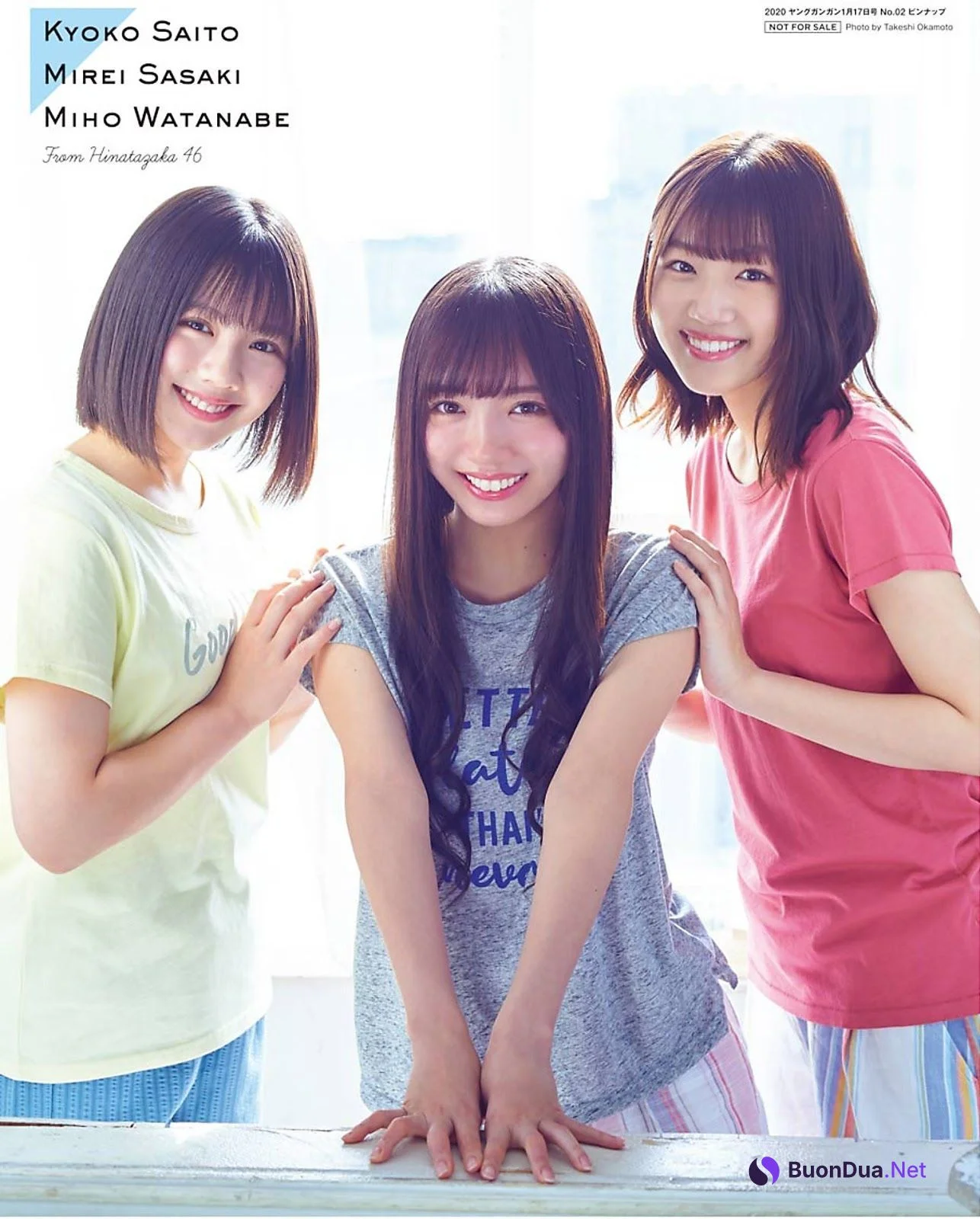 Kyoko Saito 齊藤京子, Miho Watanabe 渡邉美穂, Mirei Sasaki 佐々木美玲, Young Gangan 2020 No.02 (ヤングガンガン 2020年2号) - Photo 2