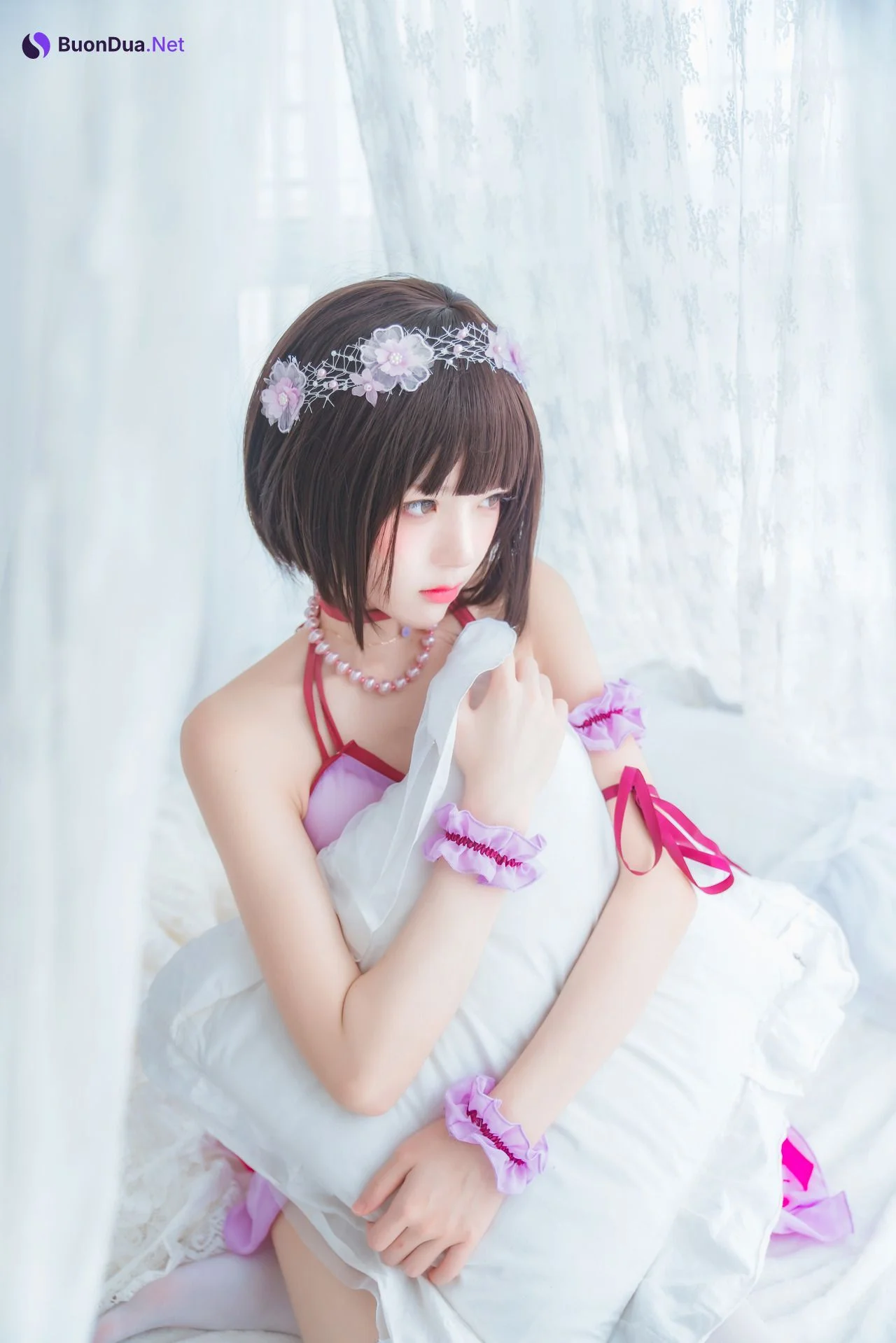 [桜桃喵] 加藤惠 Megumi Kato 紫色小睡裙 - Photo 11