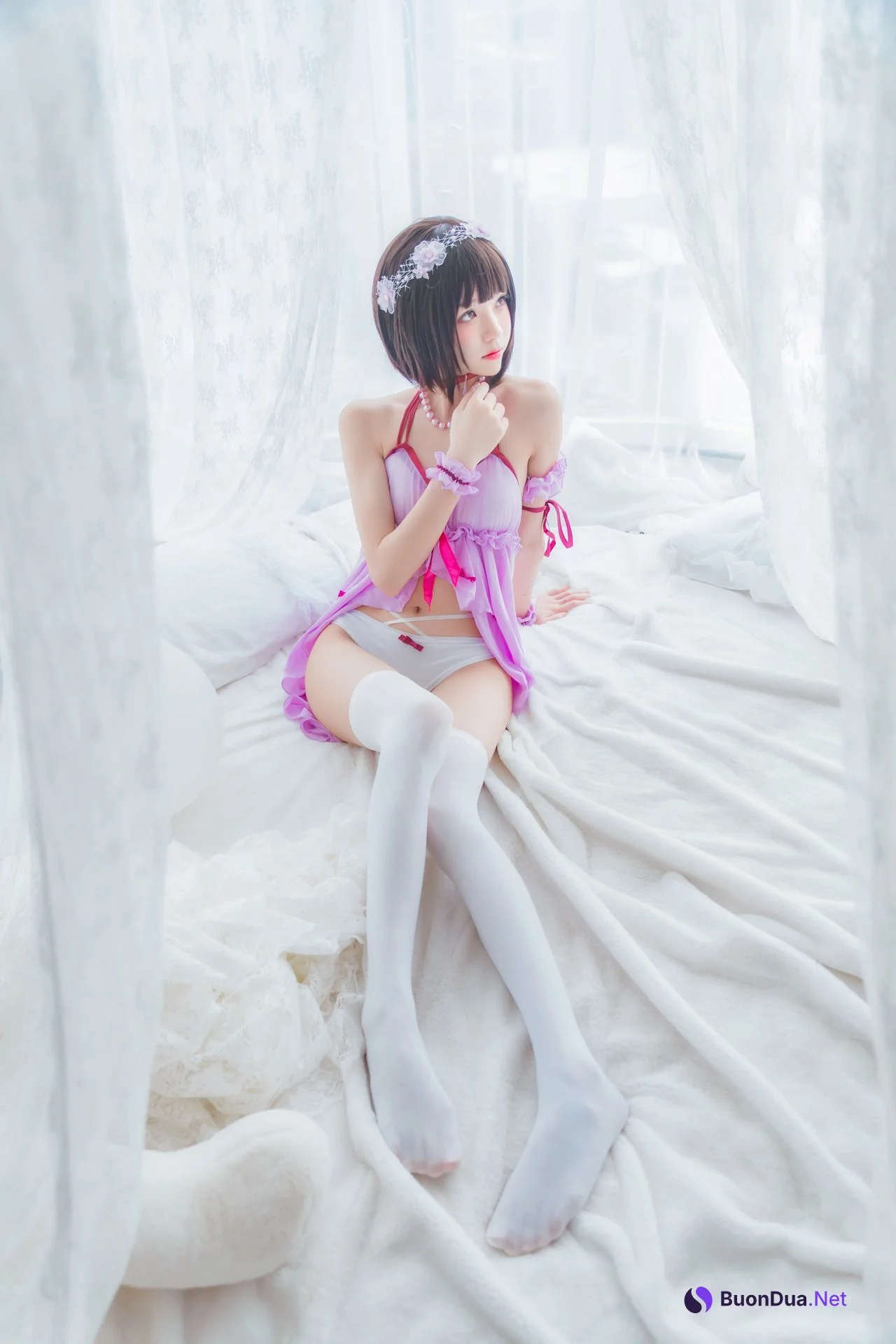 [桜桃喵] 加藤惠 Megumi Kato 紫色小睡裙 - Photo 14