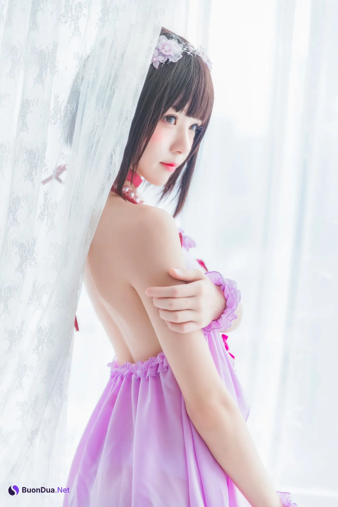 [桜桃喵] 加藤惠 Megumi Kato 紫色小睡裙 - Photo 17