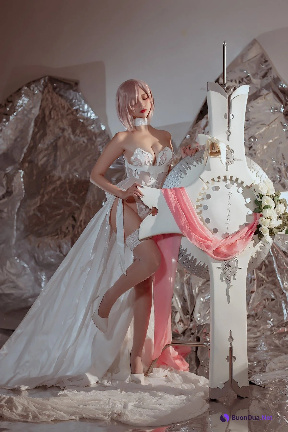 二佐Nisa Cosplay 玛修婚纱 - 사진 10