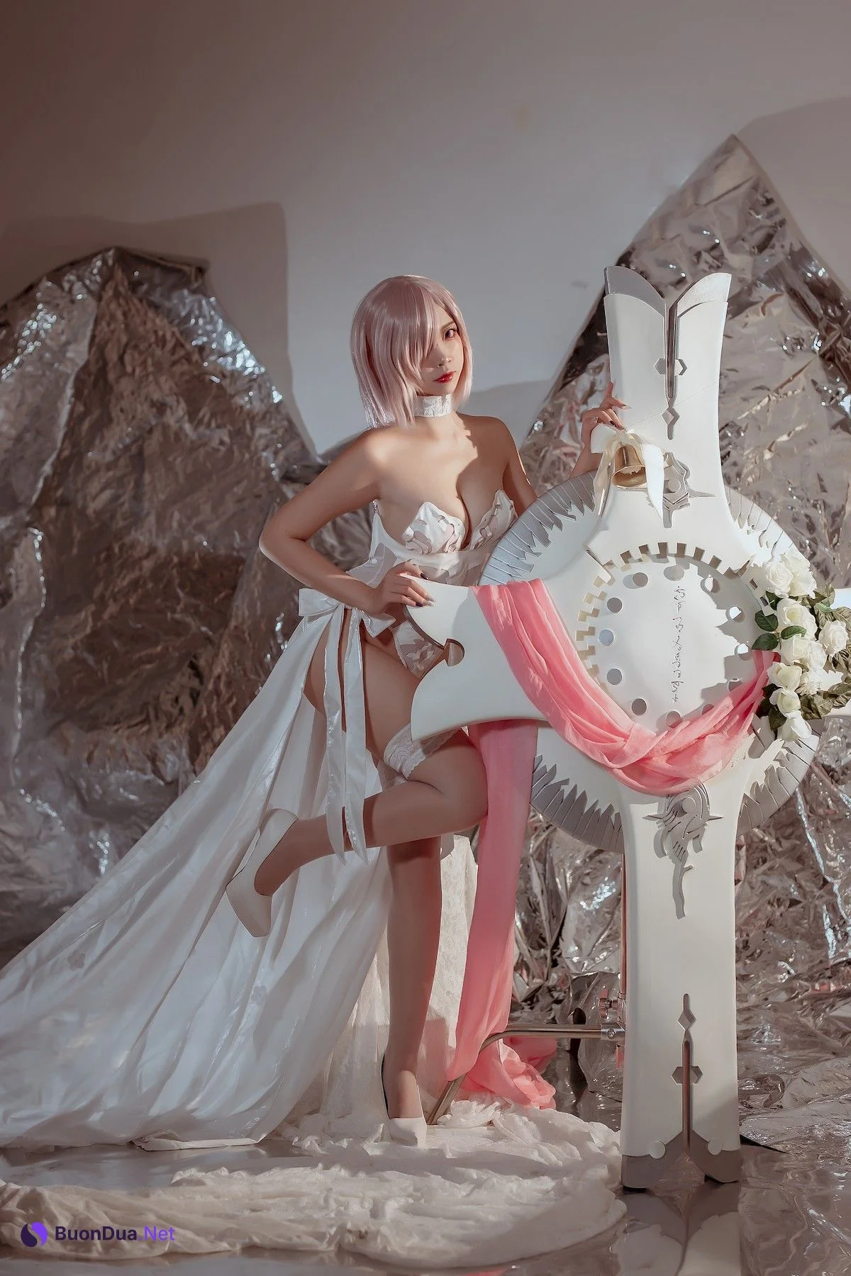 二佐Nisa Cosplay 玛修婚纱 - 사진 11
