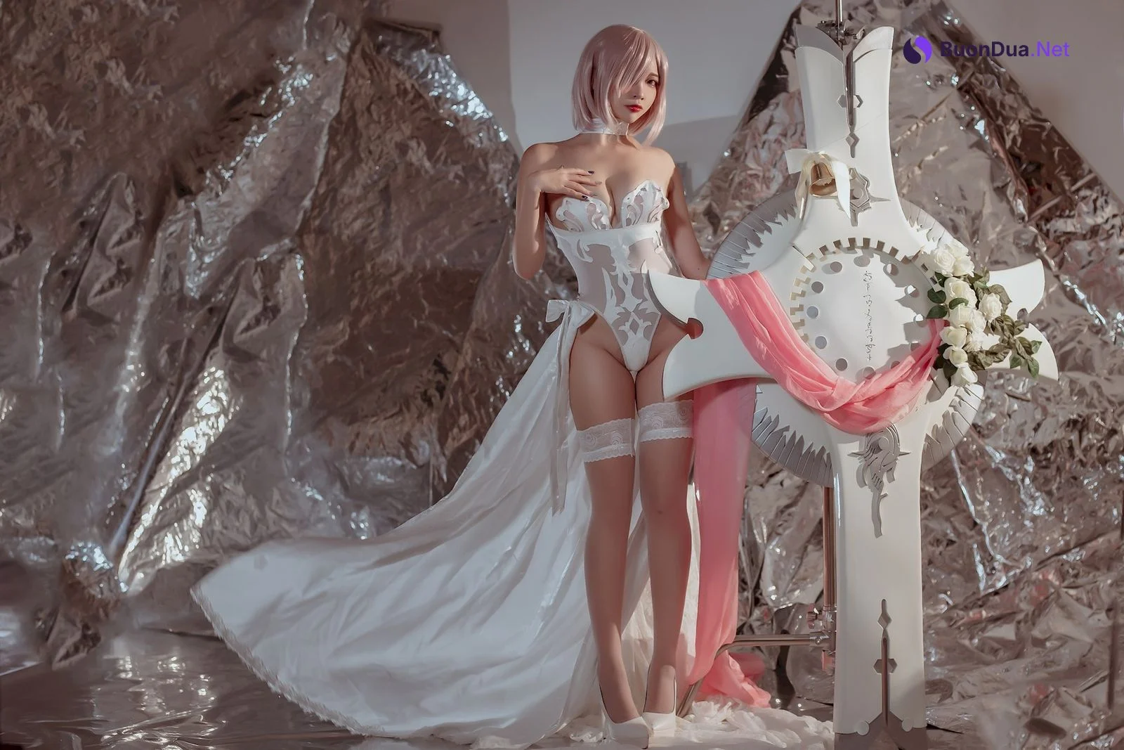 二佐Nisa Cosplay 玛修婚纱 - 사진 12
