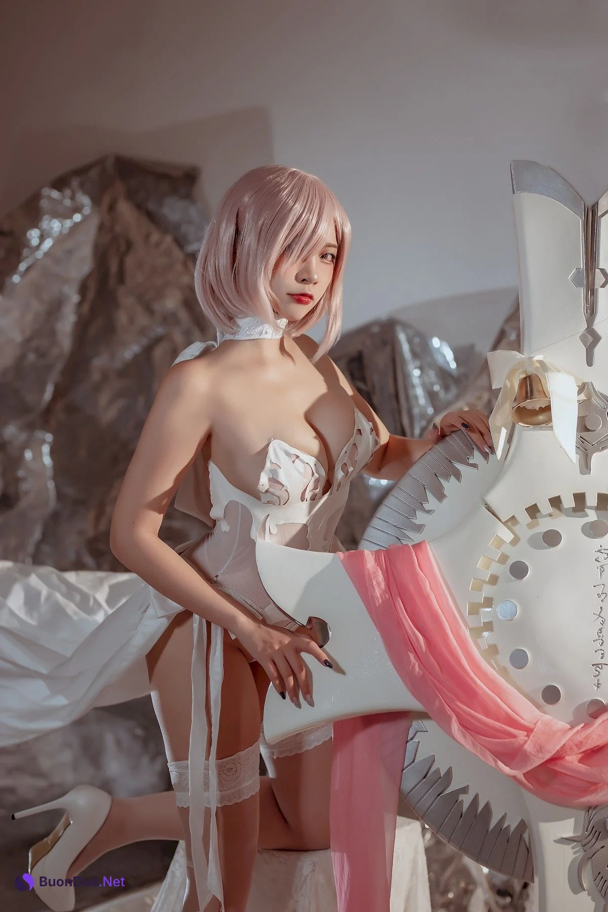 二佐Nisa Cosplay 玛修婚纱 - 사진 14