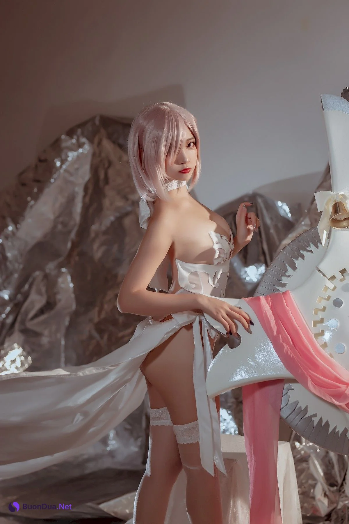 二佐Nisa Cosplay 玛修婚纱 - 사진 15