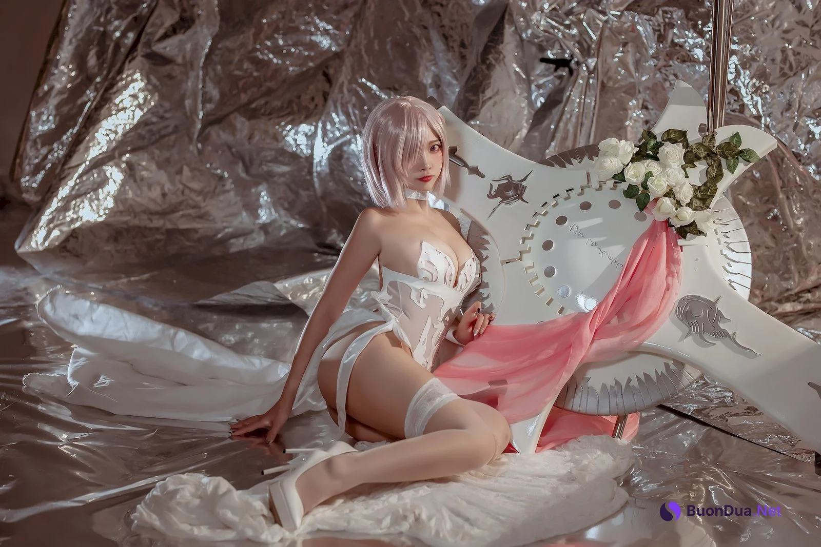 二佐Nisa Cosplay 玛修婚纱 - 사진 16