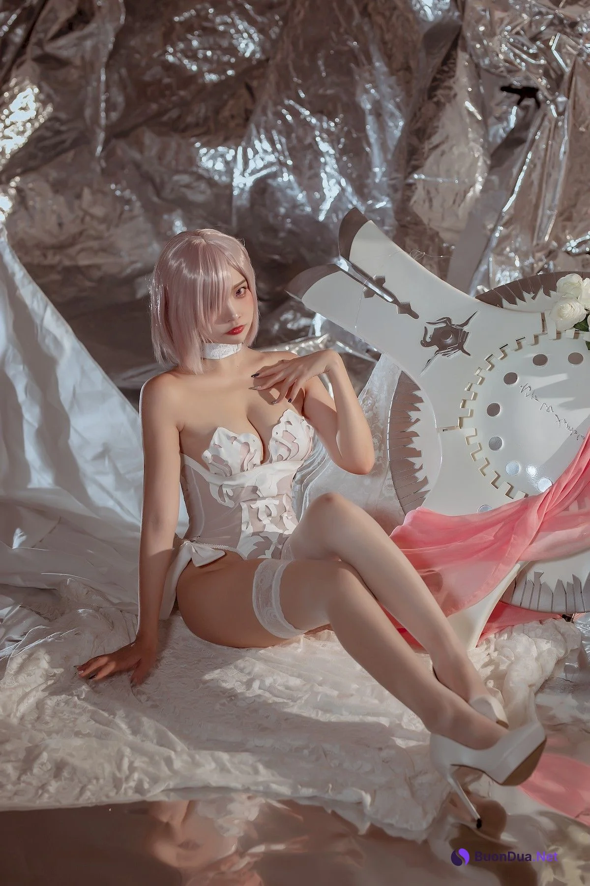 二佐Nisa Cosplay 玛修婚纱 - 사진 19