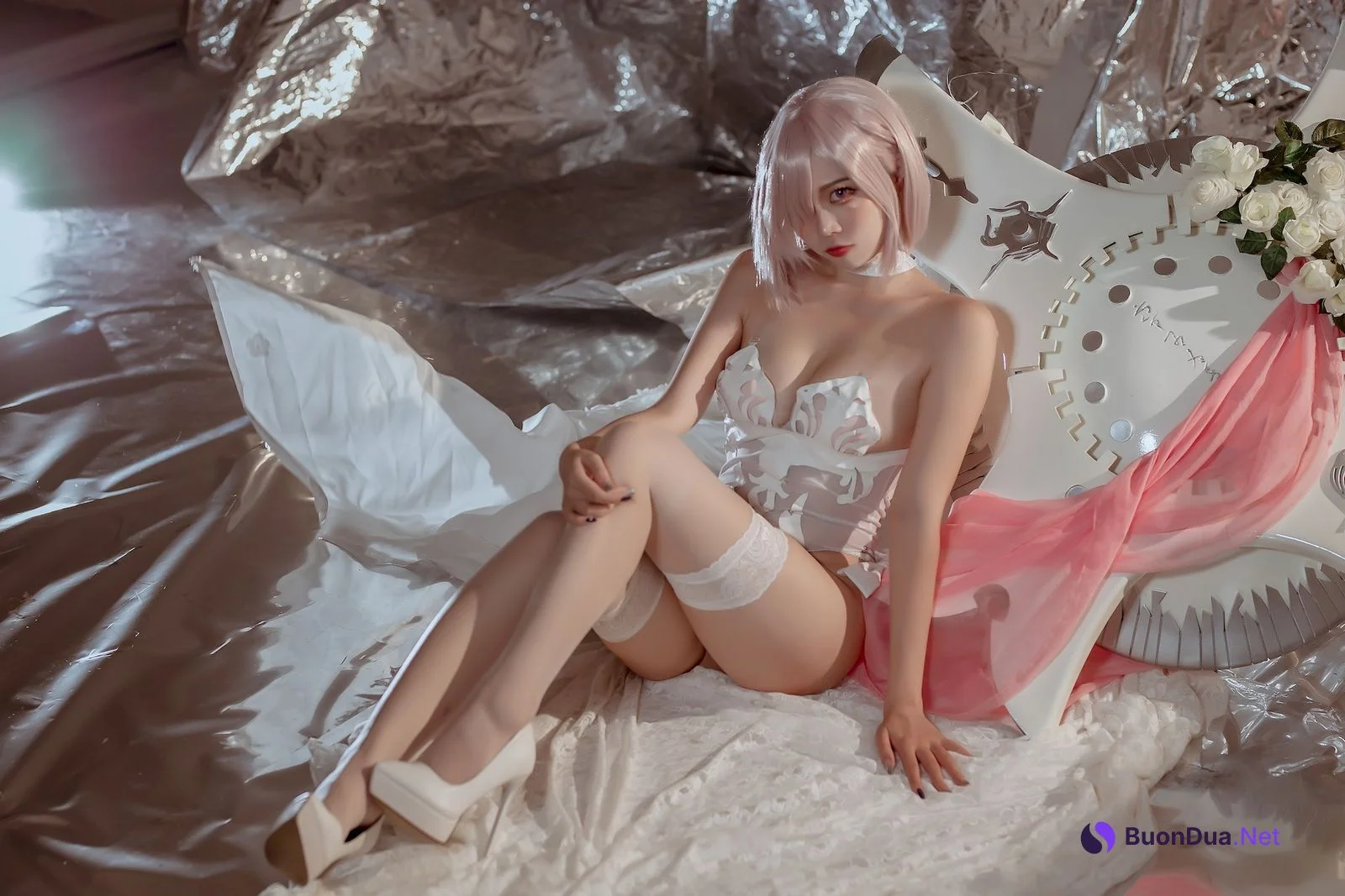 二佐Nisa Cosplay 玛修婚纱 - 사진 20
