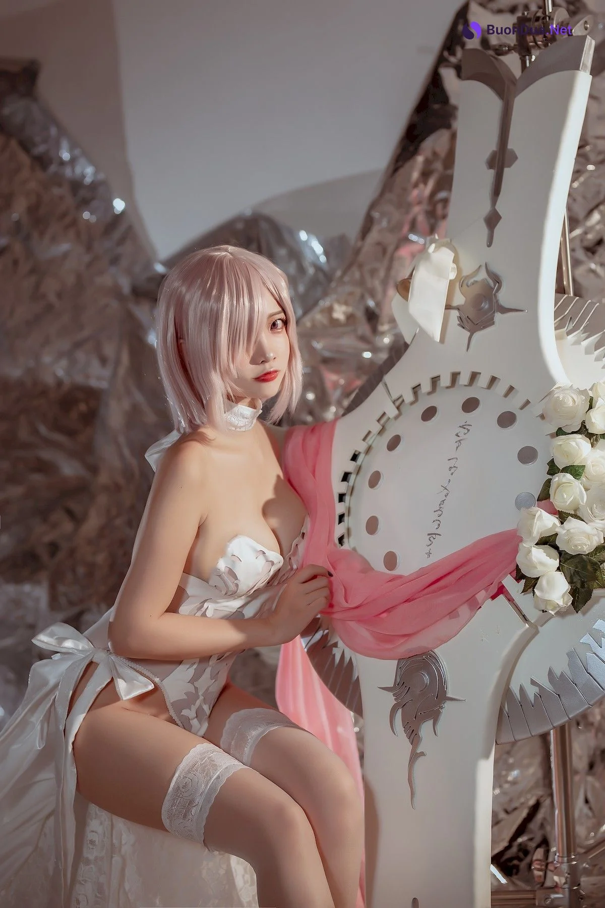 二佐Nisa Cosplay 玛修婚纱 - 사진 7