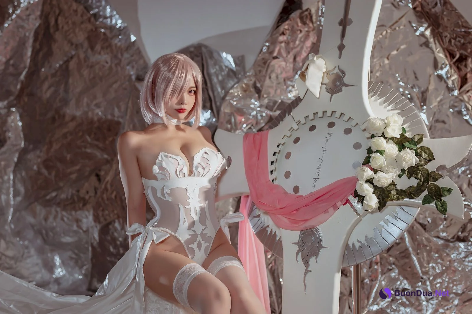 二佐Nisa Cosplay 玛修婚纱 - 사진 8