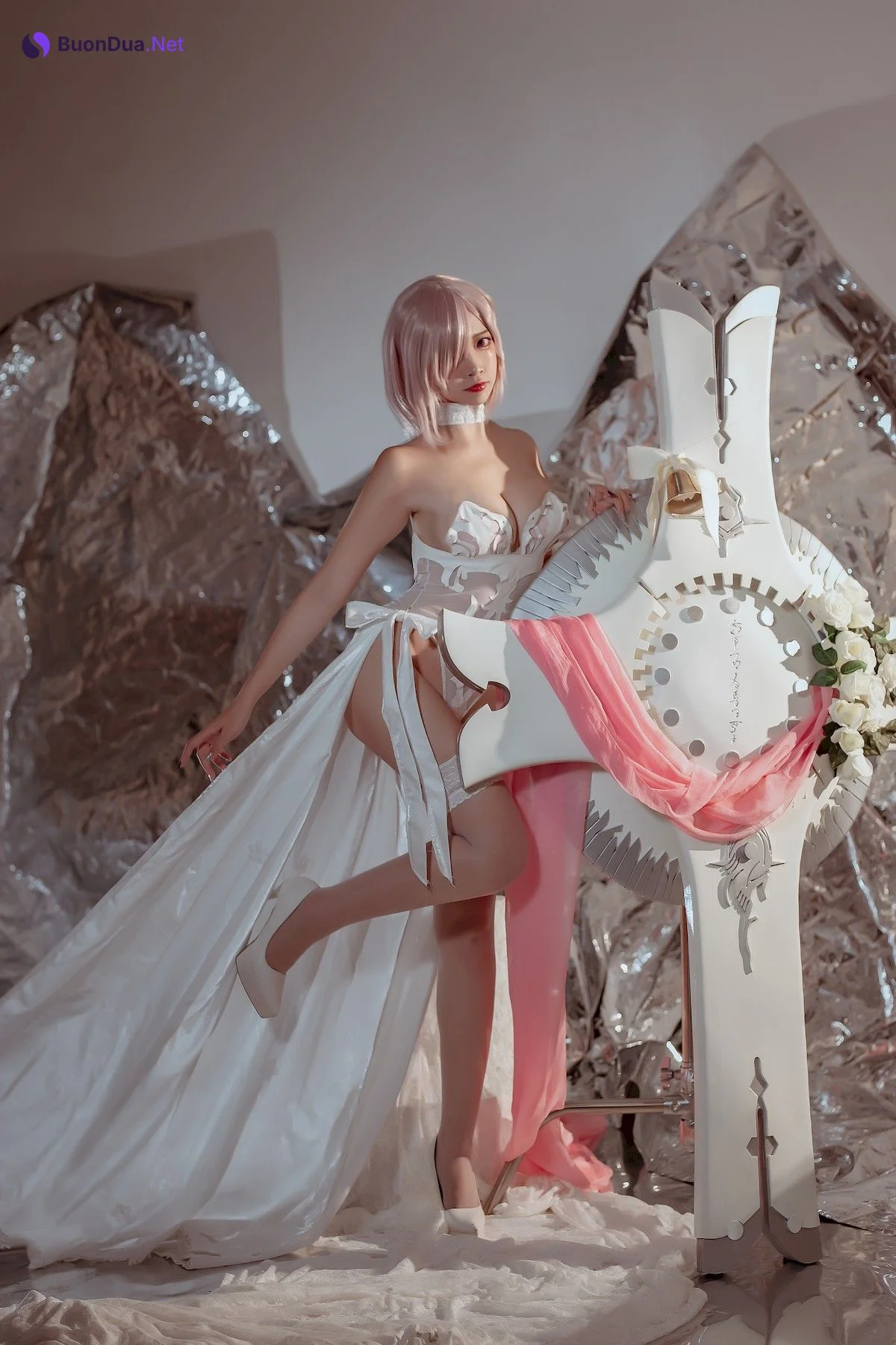 二佐Nisa Cosplay 玛修婚纱 - 사진 9