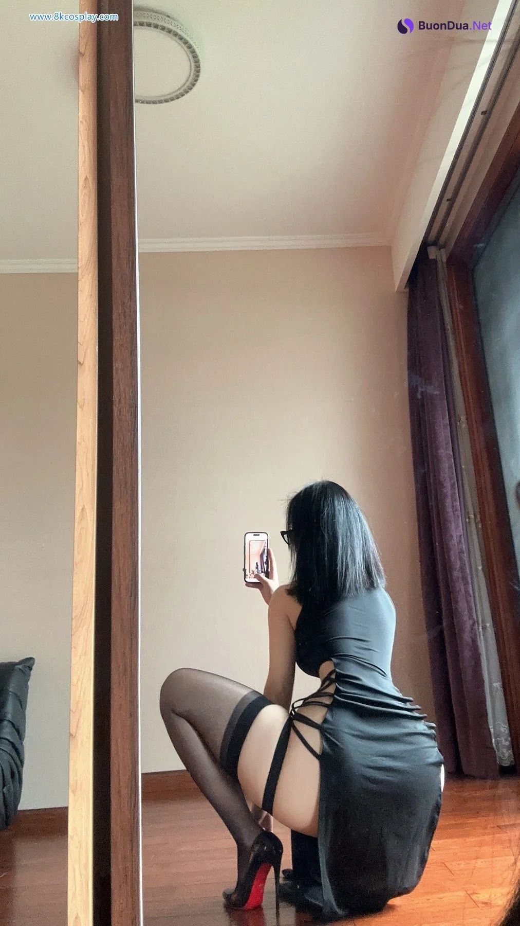 俏妞qiaoniuTT – 国风黑丝开叉旗袍 Sexy Black Qi Pao - Photo 12